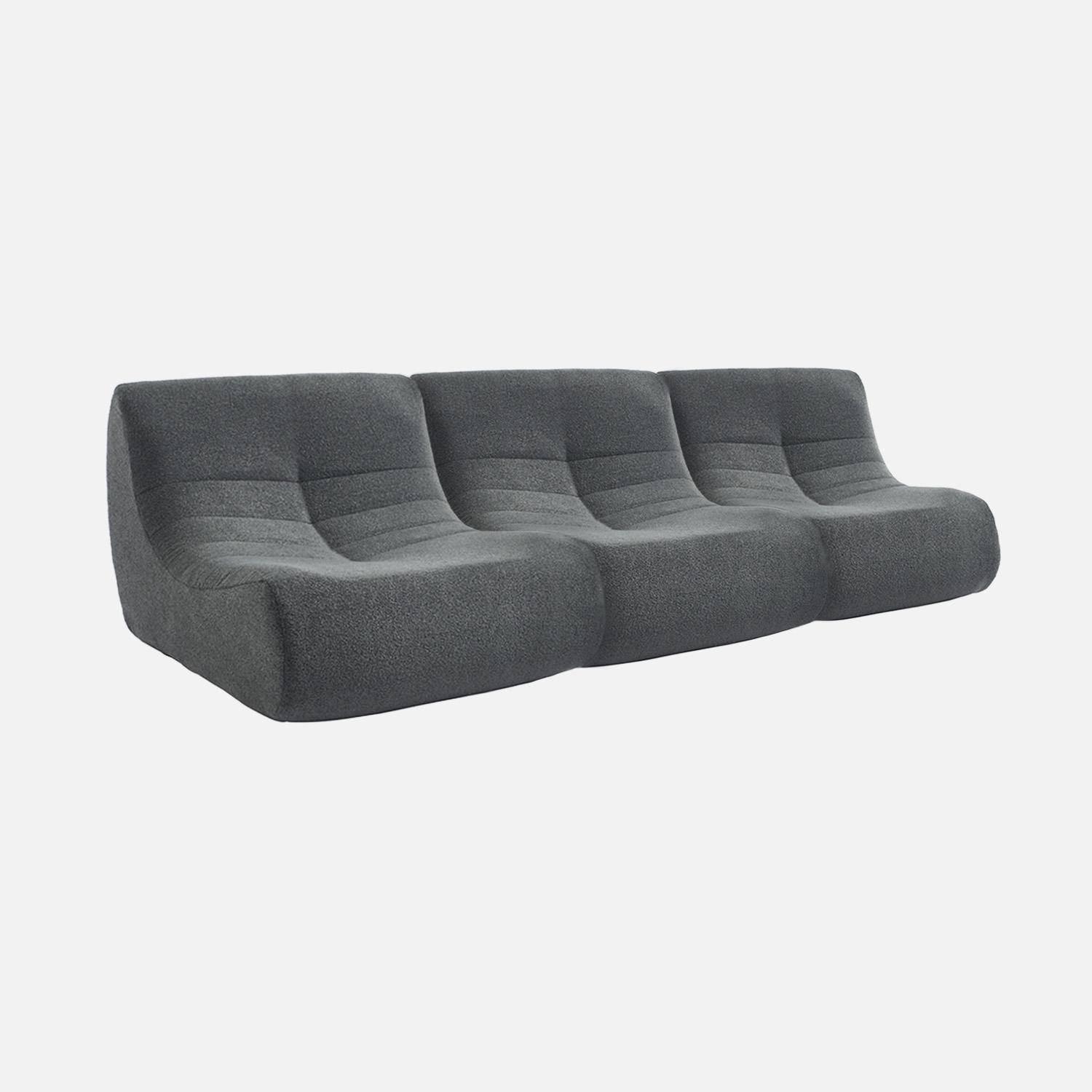 Lot de 3 fauteuils chauffeuses en bouclette texturée anthracite style contemporain 1 place Photo1