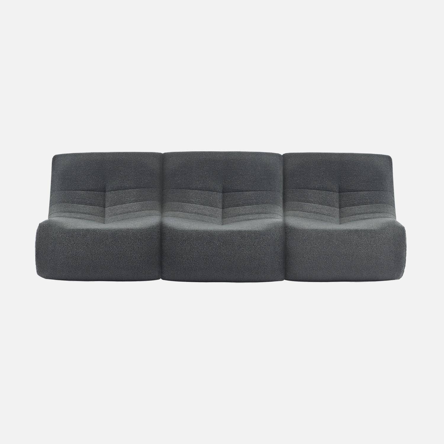 Lot de 3 fauteuils chauffeuses en bouclette texturée anthracite style contemporain 1 place Photo3