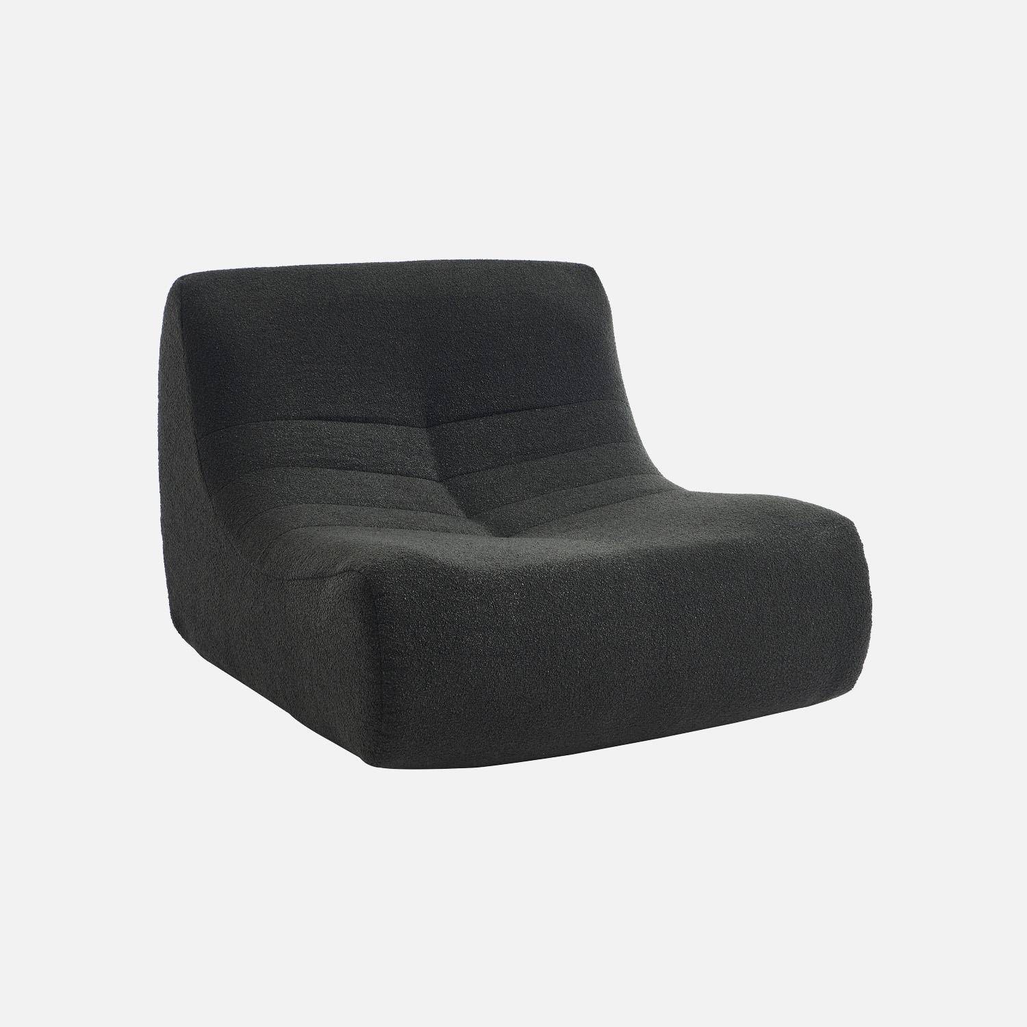 Lot de 2 fauteuils chauffeuses en bouclette texturée noir style contemporain 1 place,sweeek,Photo2