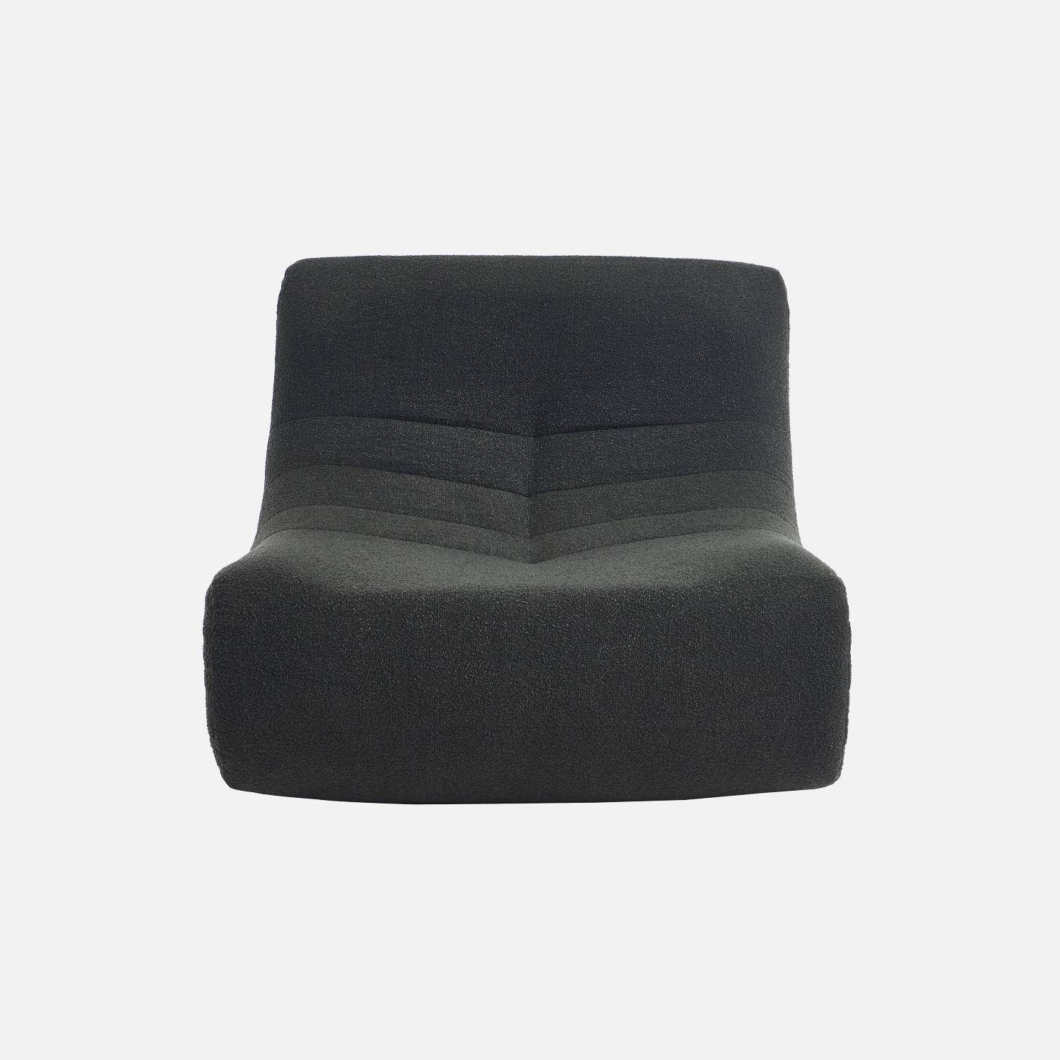 Lot de 2 fauteuils chauffeuses en bouclette texturée noir style contemporain 1 place Photo3