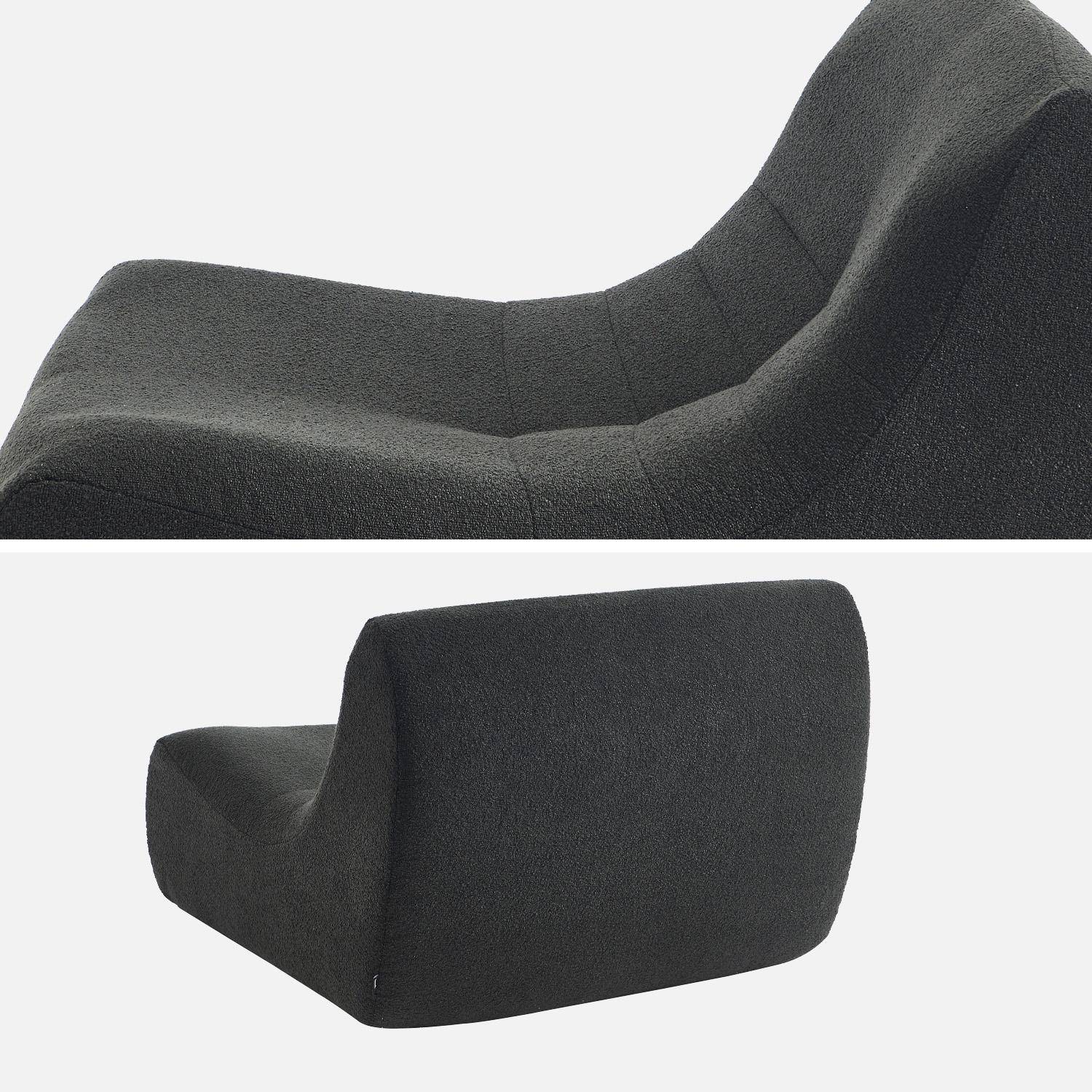 Lot de 2 fauteuils chauffeuses en bouclette texturée noir style contemporain 1 place Photo4