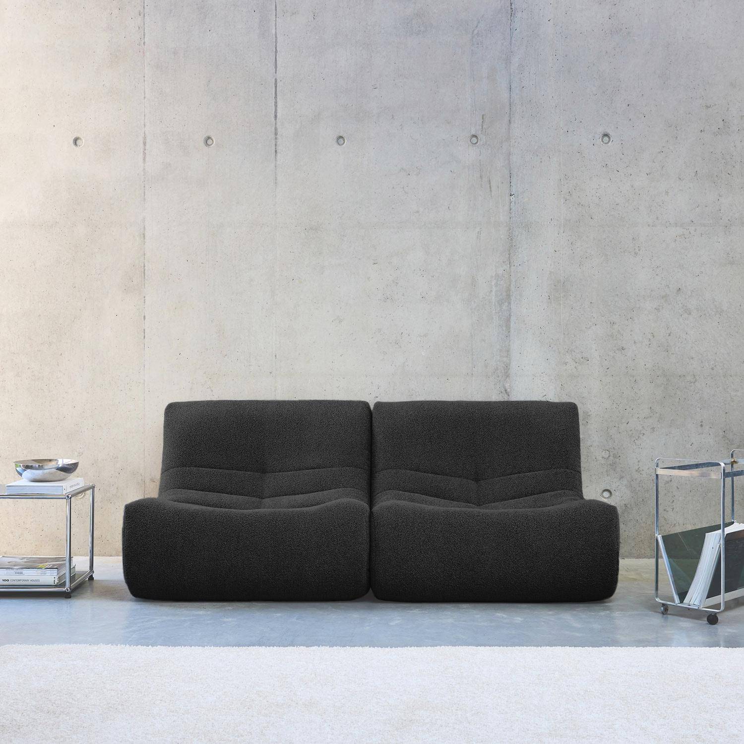 Cadeira modular de 1 lugar bouclé texturizada (Set de 2), Sokol, Preto, 91x105x72 cm Photo2