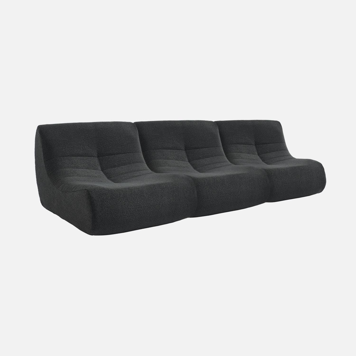 3 fauteuils chauffeuses bouclette texturée noir