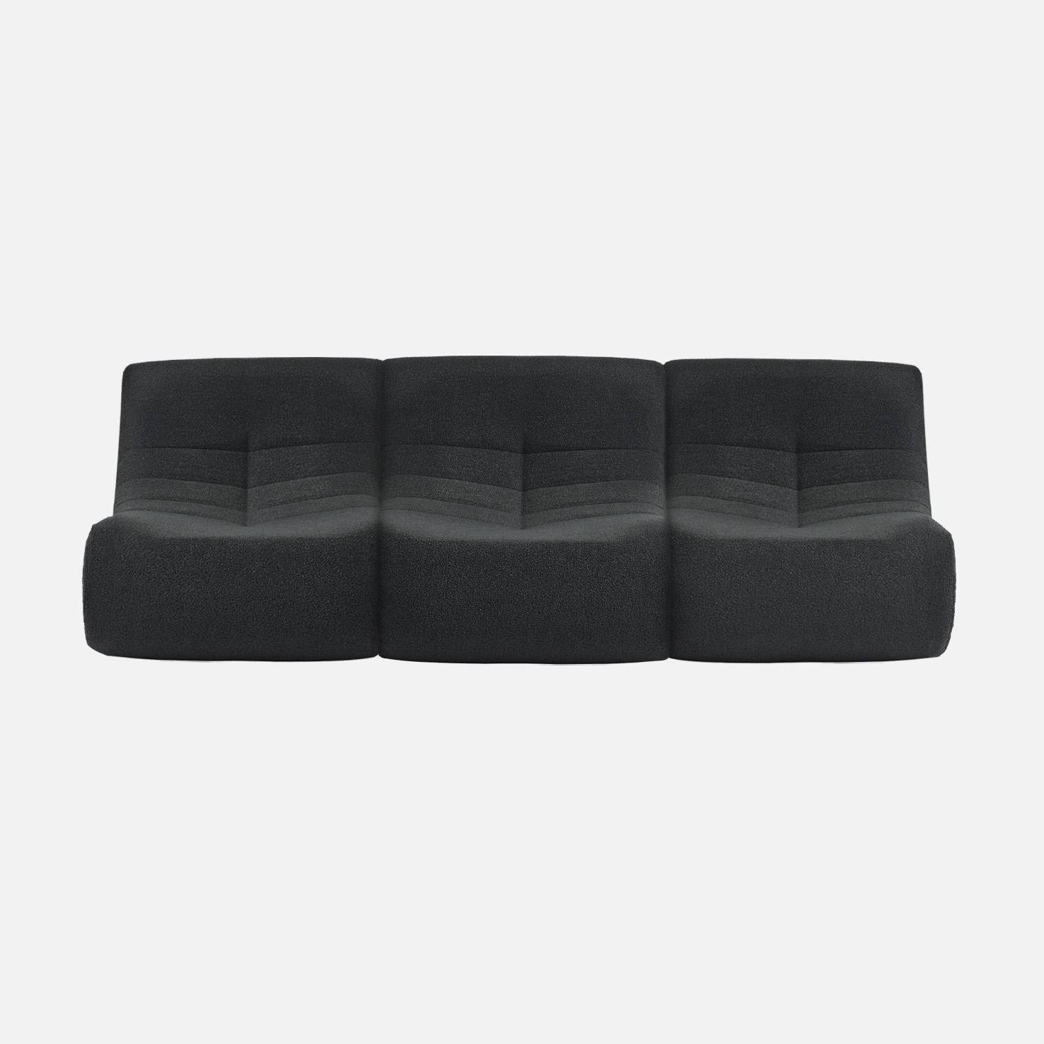 Lot de 3 fauteuils chauffeuses en bouclette texturée noir style contemporain 1 place Photo2