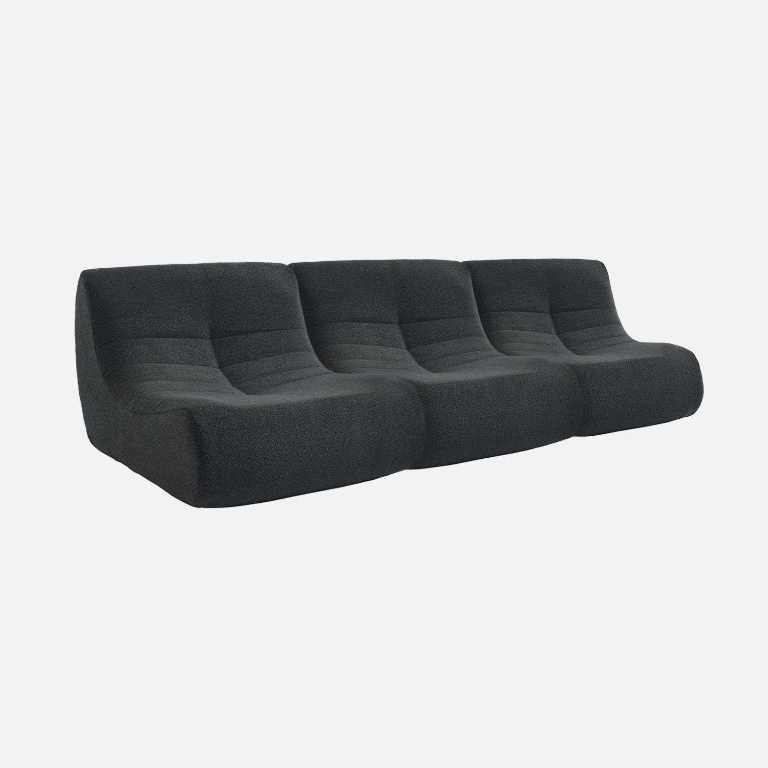 Lot de 3 fauteuils chauffeuses en bouclette texturée noir style contemporain 1 place Photo1