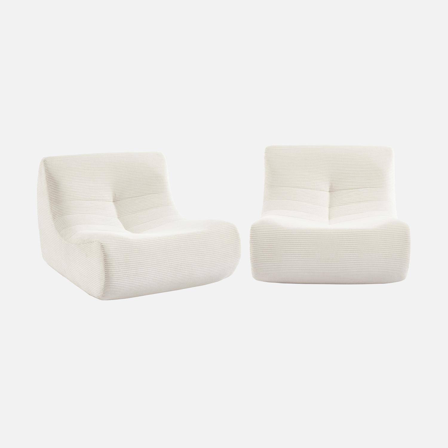 Chauffeuse velours côtelé 2 places crème L 91 x P 105 x H 72 cm - SOKOL Photo1