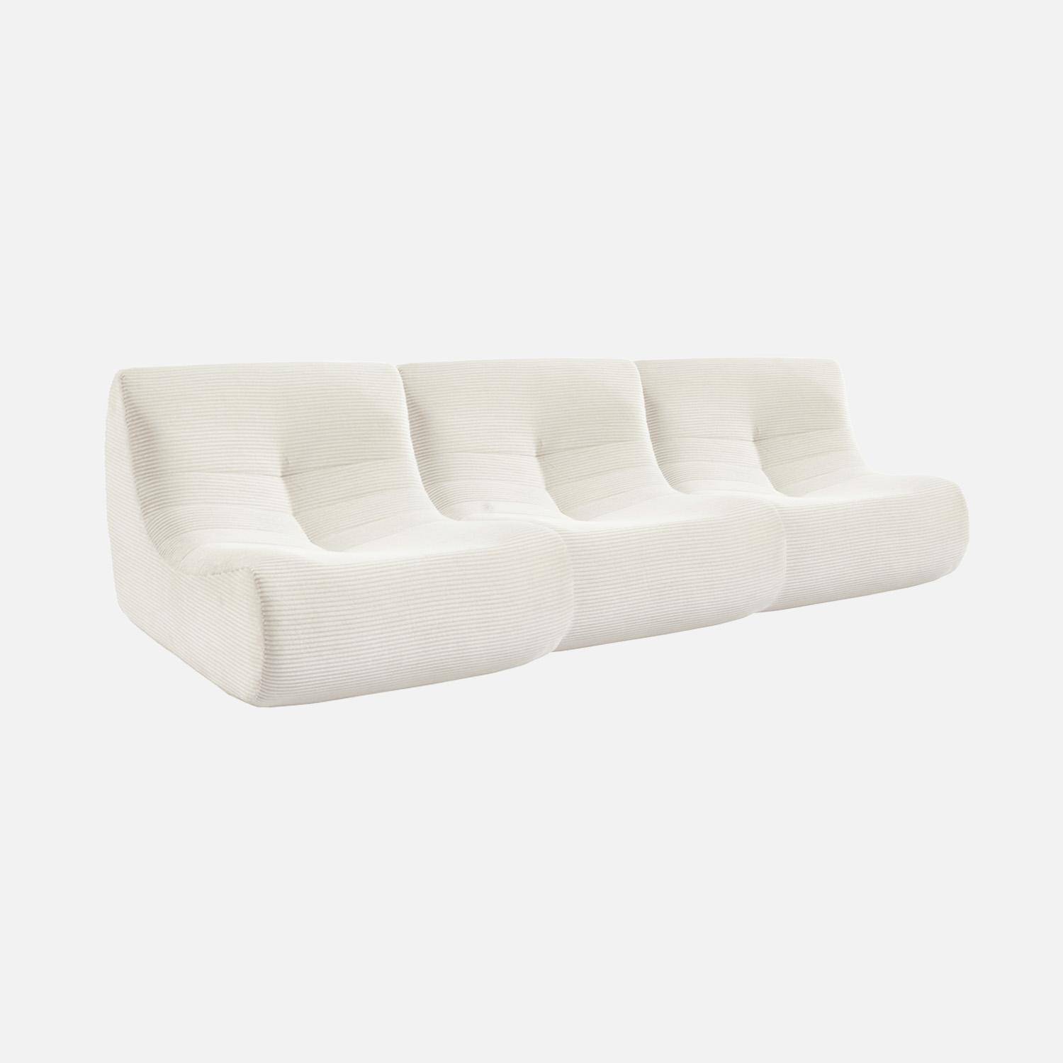 Chauffeuse velours côtelé 3 places crème L 91 x P 105 x H 72 cm - SOKOL Photo1