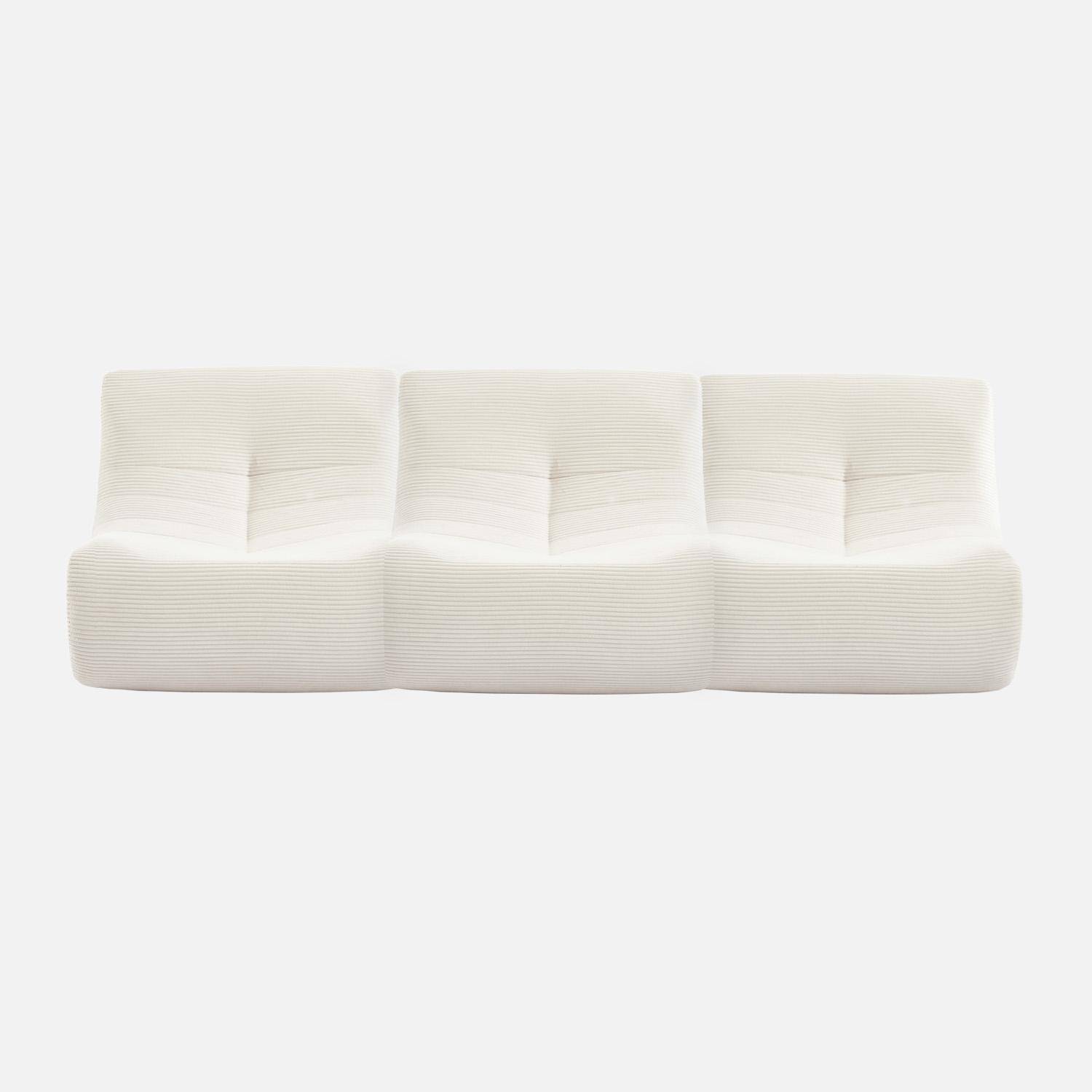 Chauffeuse velours côtelé 3 places crème L 91 x P 105 x H 72 cm - SOKOL Photo3