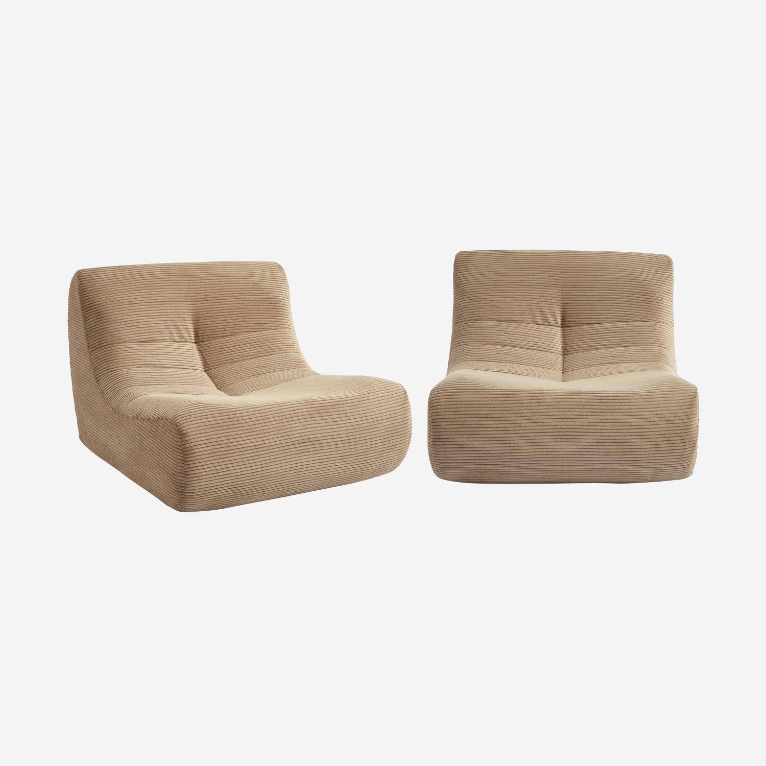 Chauffeuse velours côtelé 2 places taupe L 91 x P 105 x H 72 cm - SOKOL Photo1