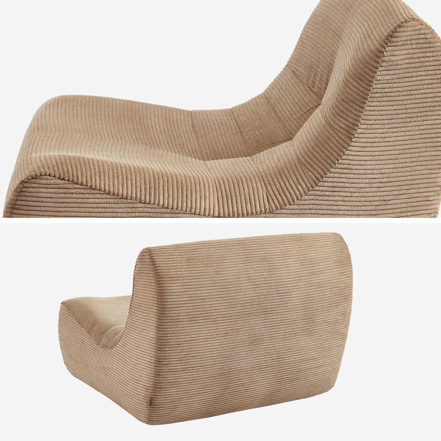 Chauffeuse velours côtelé 2 places taupe L 91 x P 105 x H 72 cm - SOKOL Photo4