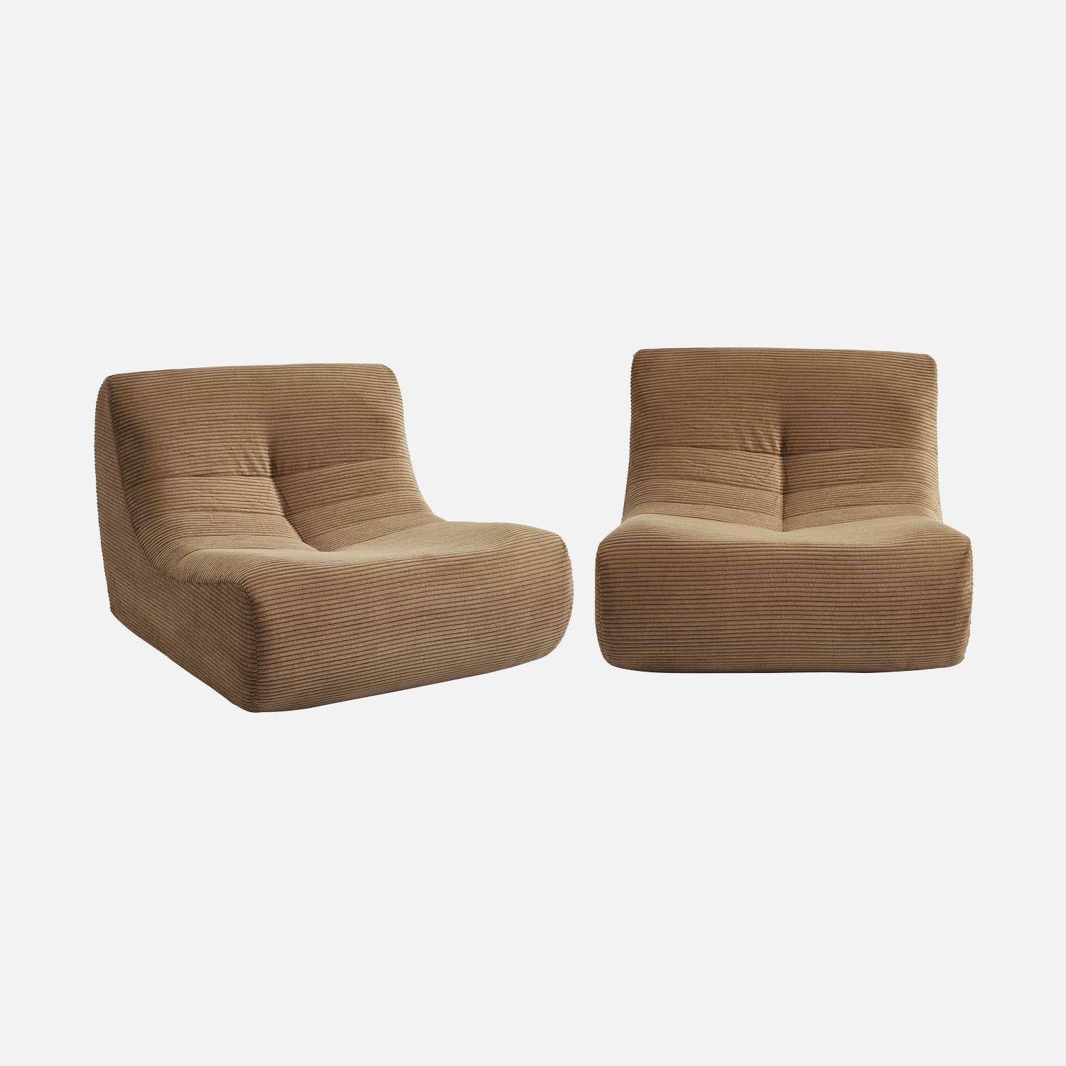 Chauffeuse velours côtelé 2 places taupe L 91 x P 105 x H 72 cm - SOKOL Photo1