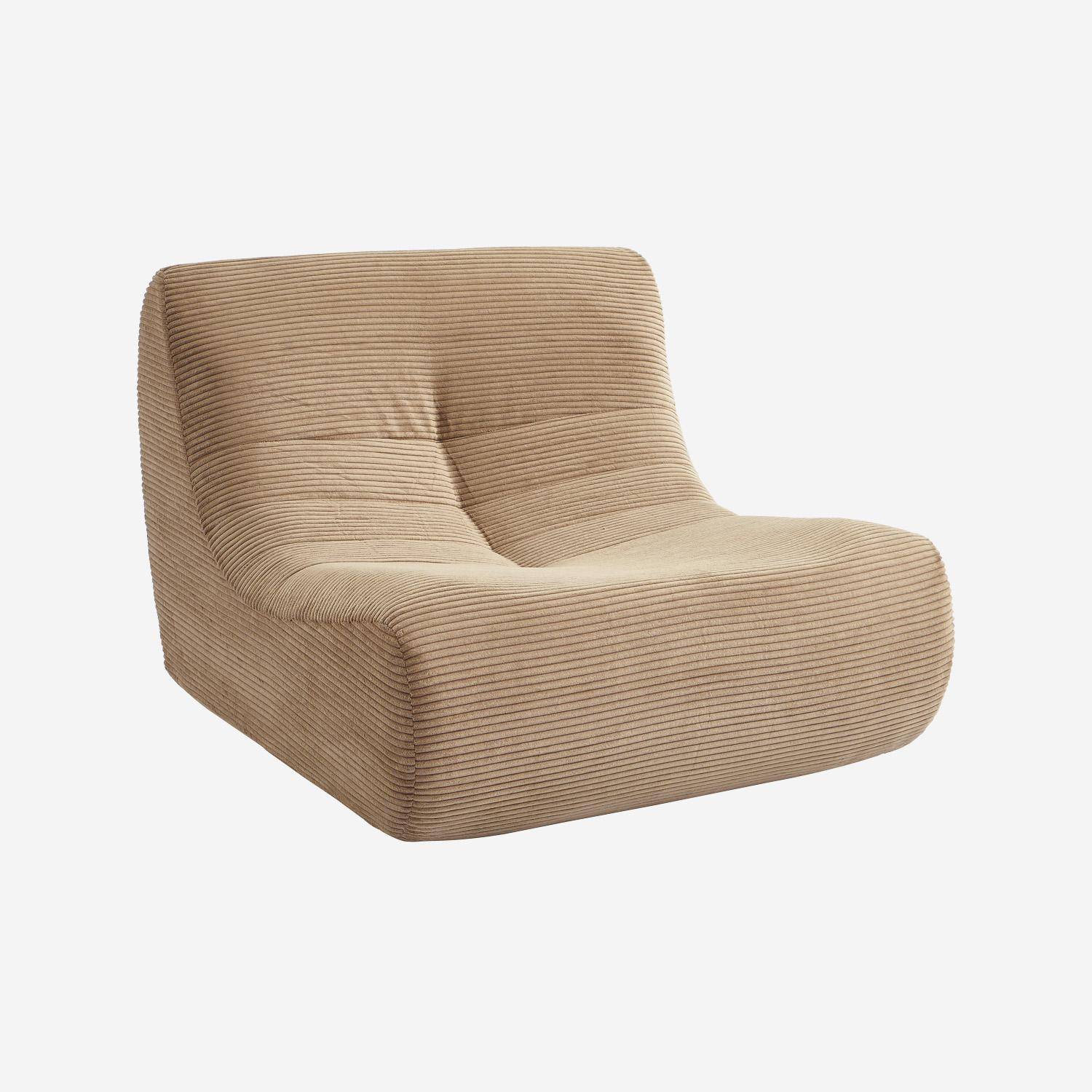 Chauffeuse velours côtelé 2 places taupe L 91 x P 105 x H 72 cm - SOKOL Photo2