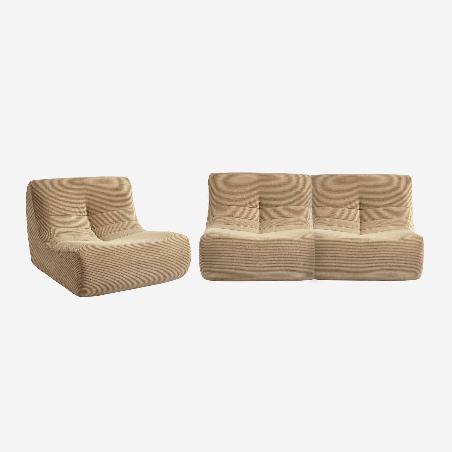 Chauffeuse velours côtelé 3 places taupe L 91 x P 105 x H 72 cm - SOKOL,sweeek,Photo3