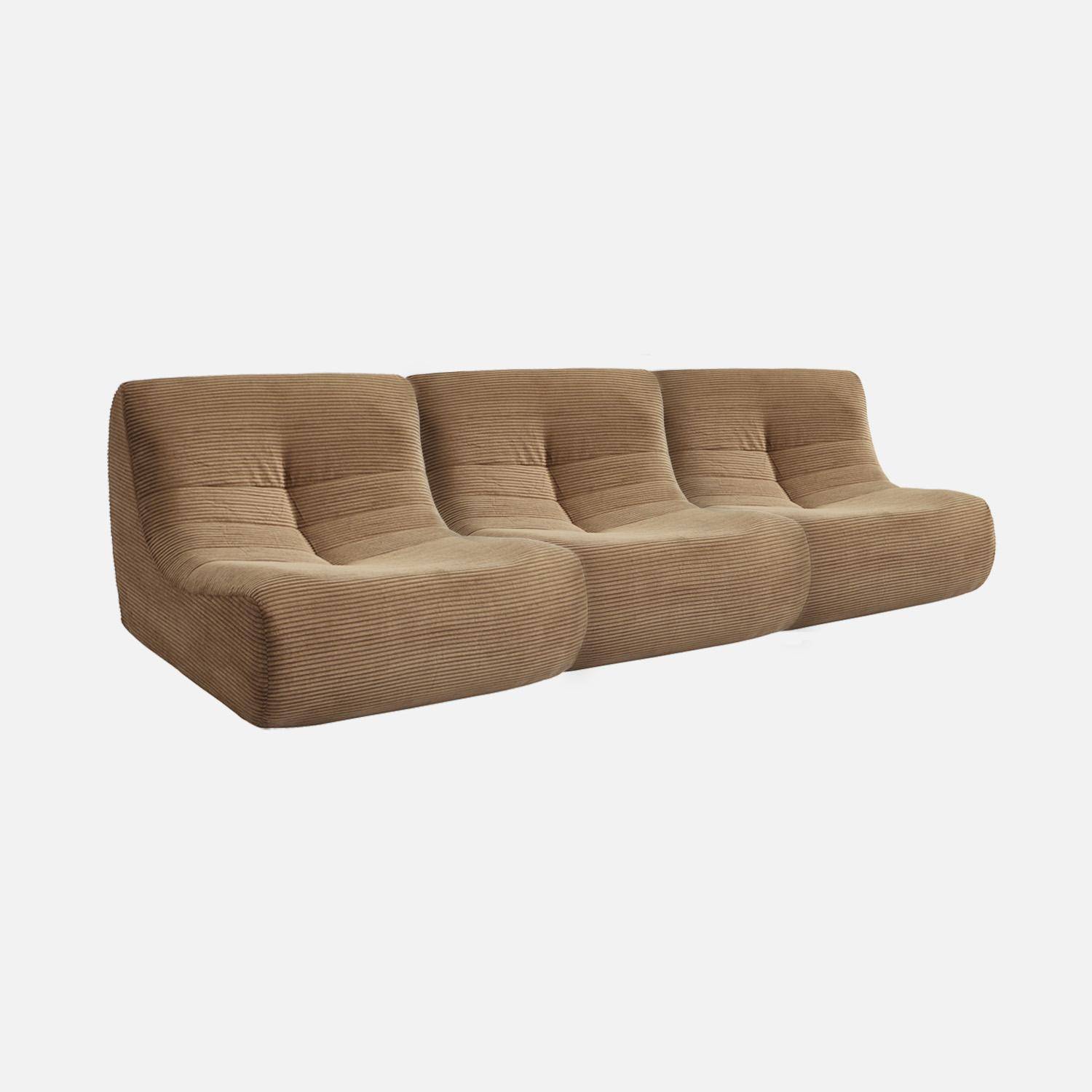 Chauffeuse velours côtelé 3 places taupe L 91 x P 105 x H 72 cm - SOKOL Photo1