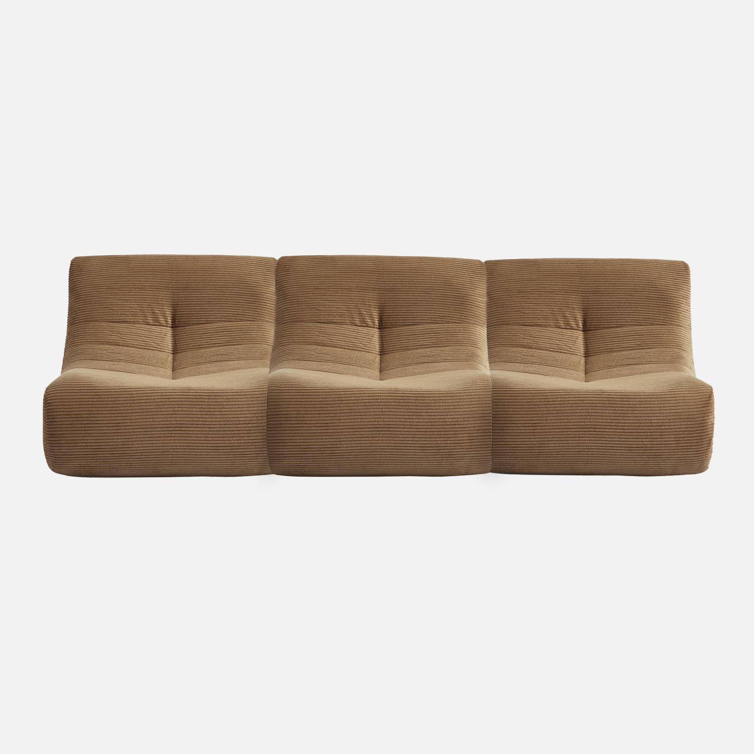 Chauffeuse velours côtelé 3 places taupe L 91 x P 105 x H 72 cm - SOKOL Photo3
