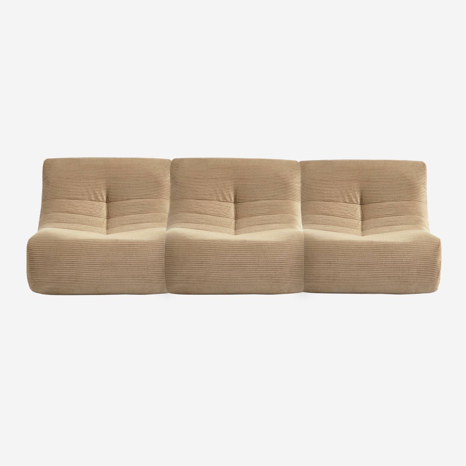 Chauffeuse velours côtelé 3 places taupe L 91 x P 105 x H 72 cm - SOKOL Photo2