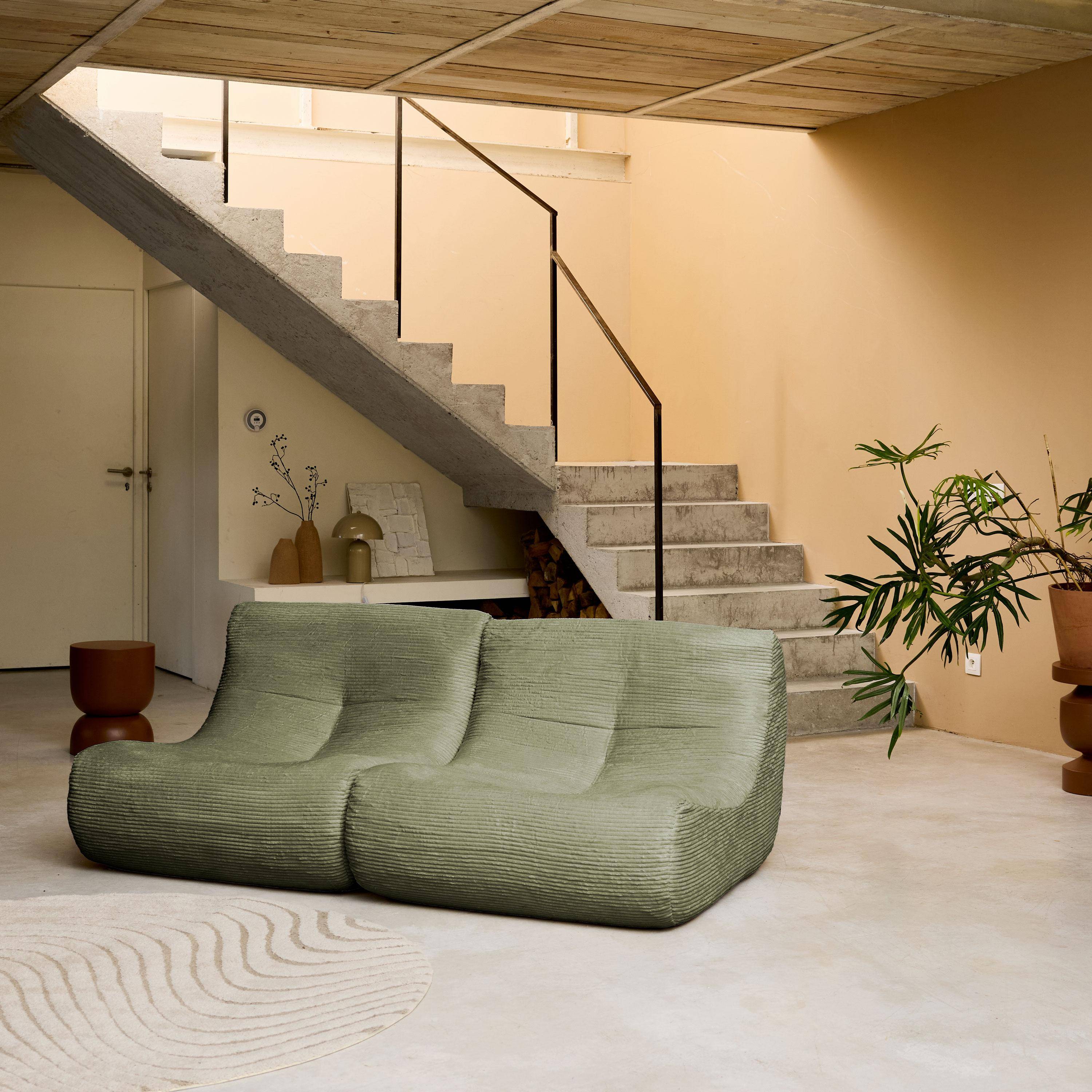 2er-Set modulare Sessel ohne Armlehne mit Cordbezug, khaki - Sokol Photo2