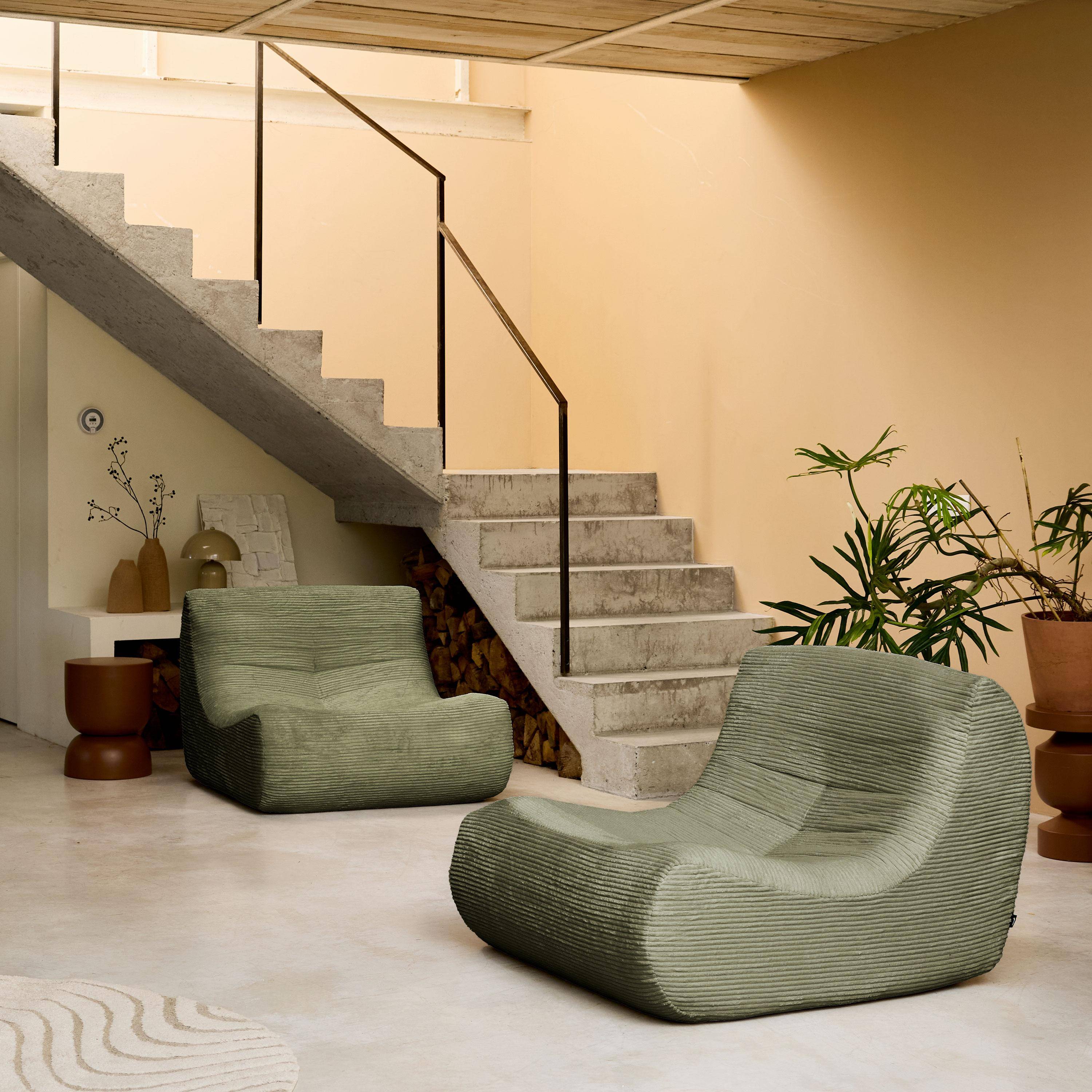 2er-Set modulare Sessel ohne Armlehne mit Cordbezug, khaki - Sokol Photo1