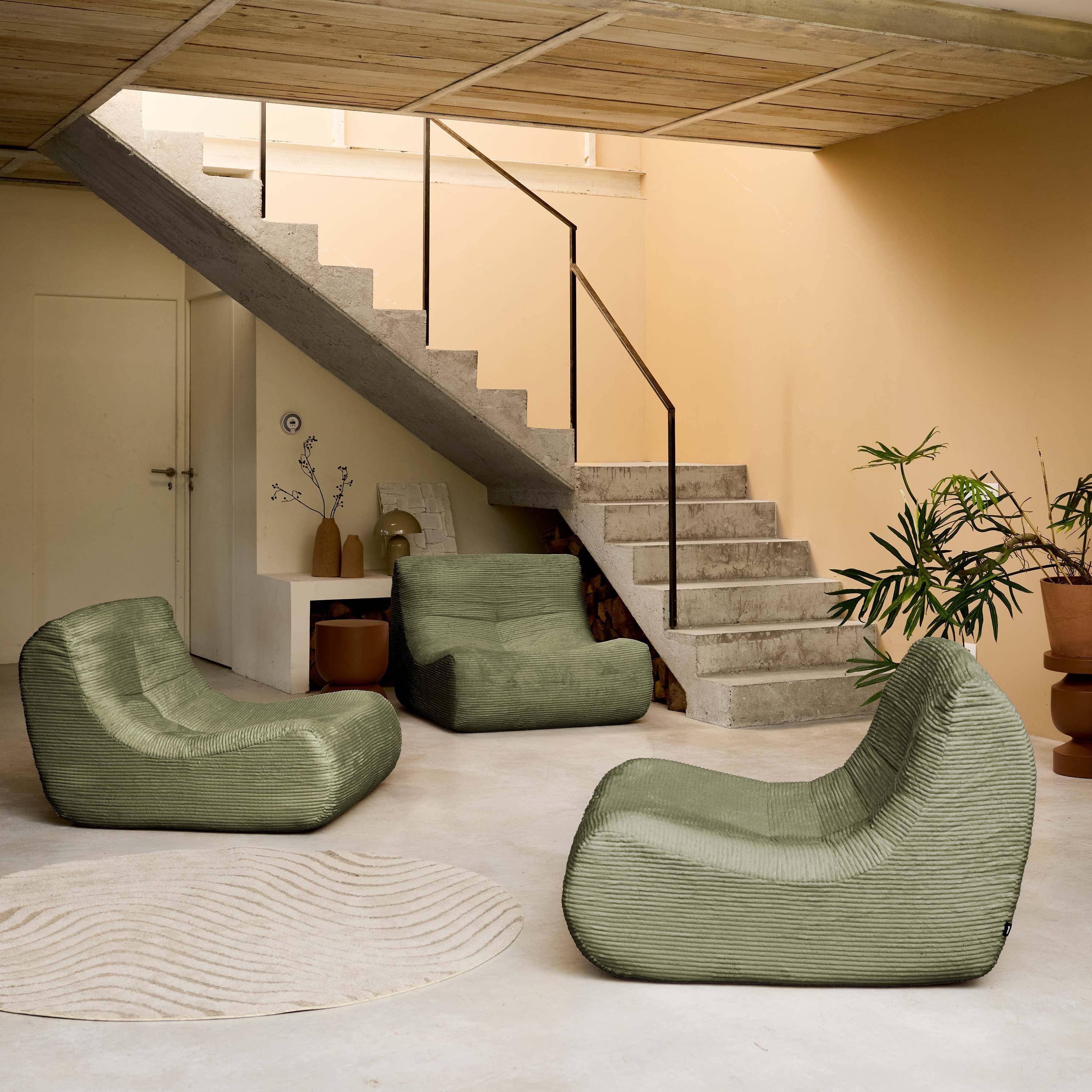 3er-Set modulare Sessel ohne Armlehne mit Cordbezug, khaki - Sokol Photo1