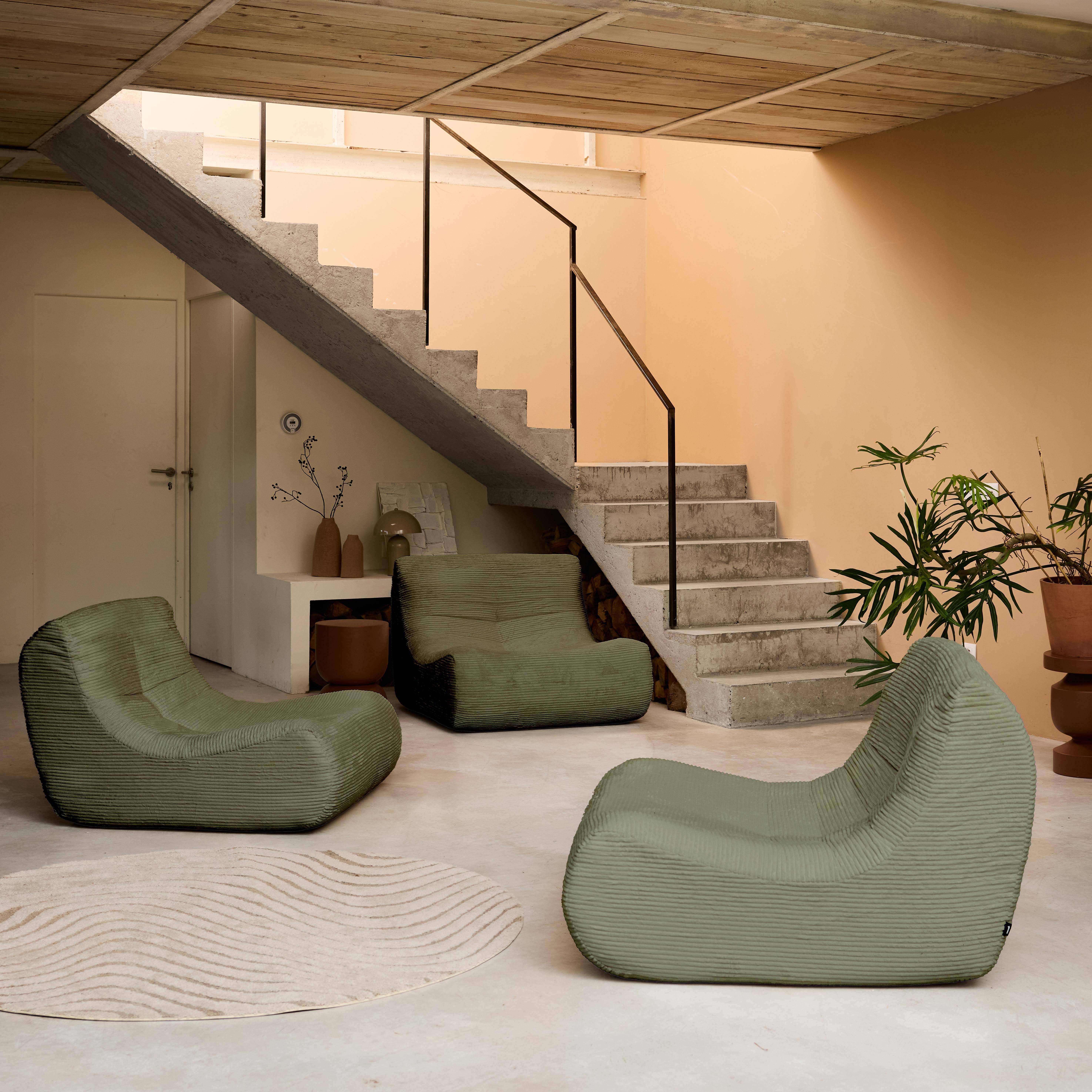 3er-Set modulare Sessel ohne Armlehne mit Cordbezug, khaki - Sokol Photo1