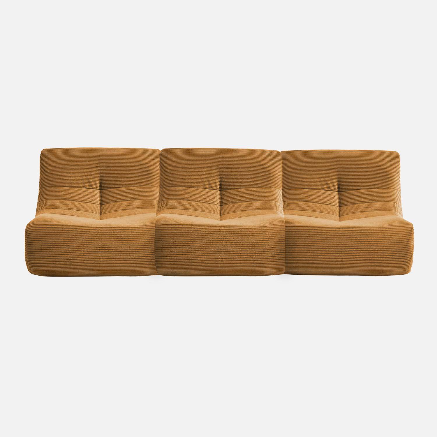 Chauffeuse velours côtelé 3 places moutarde L 91 x P 105 x H 72 cm - SOKOL Photo2
