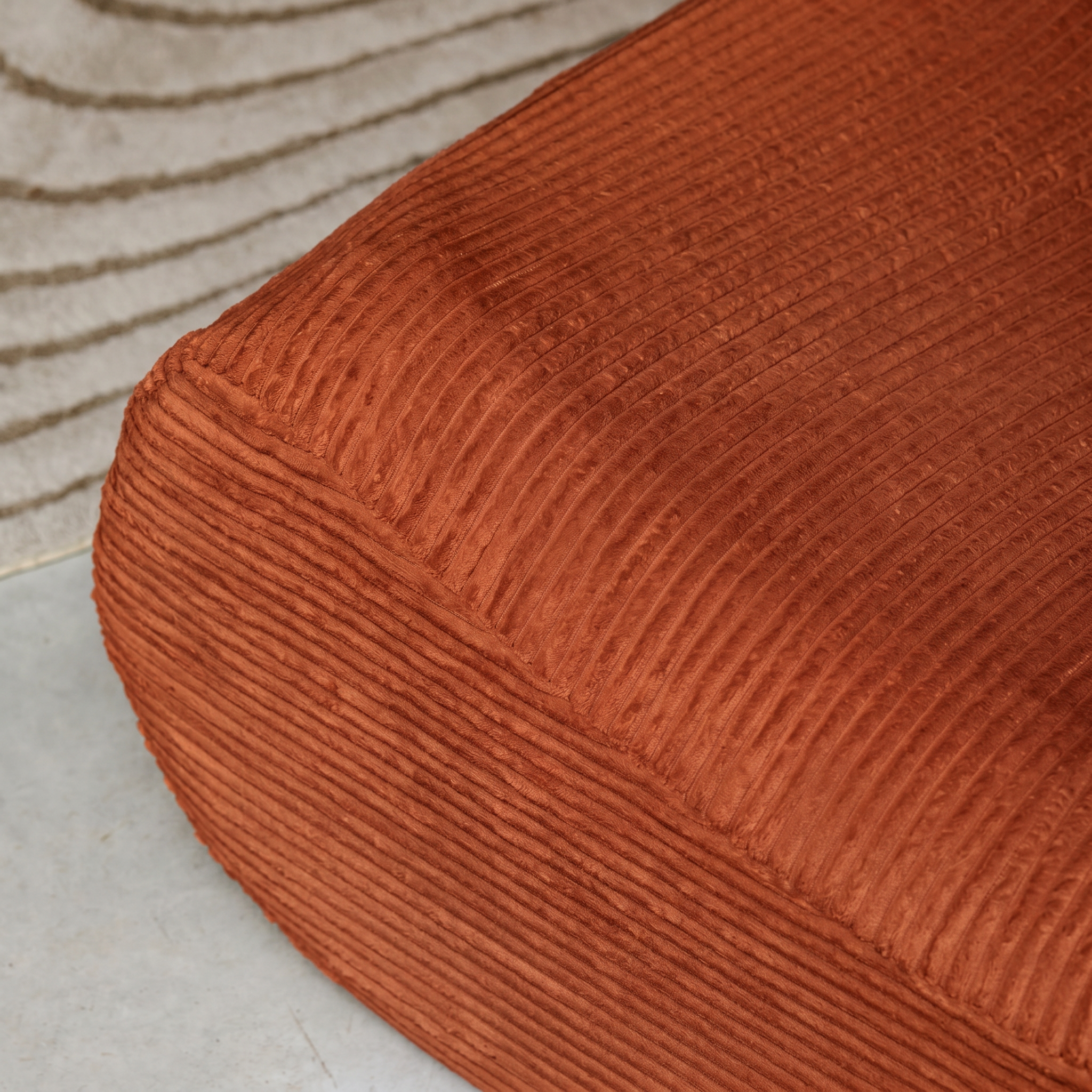 Chauffeuse velours côtelé 2 places terracotta L 91 x P 105 x H 72 cm - SOKOL Photo3