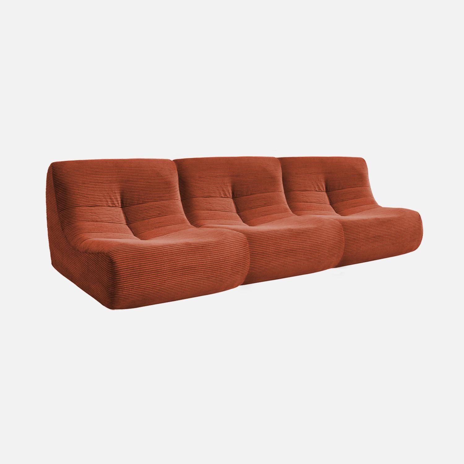 Chauffeuse velours côtelé 3 places terracotta L 91 x P 105 x H 72 cm - SOKOL Photo1