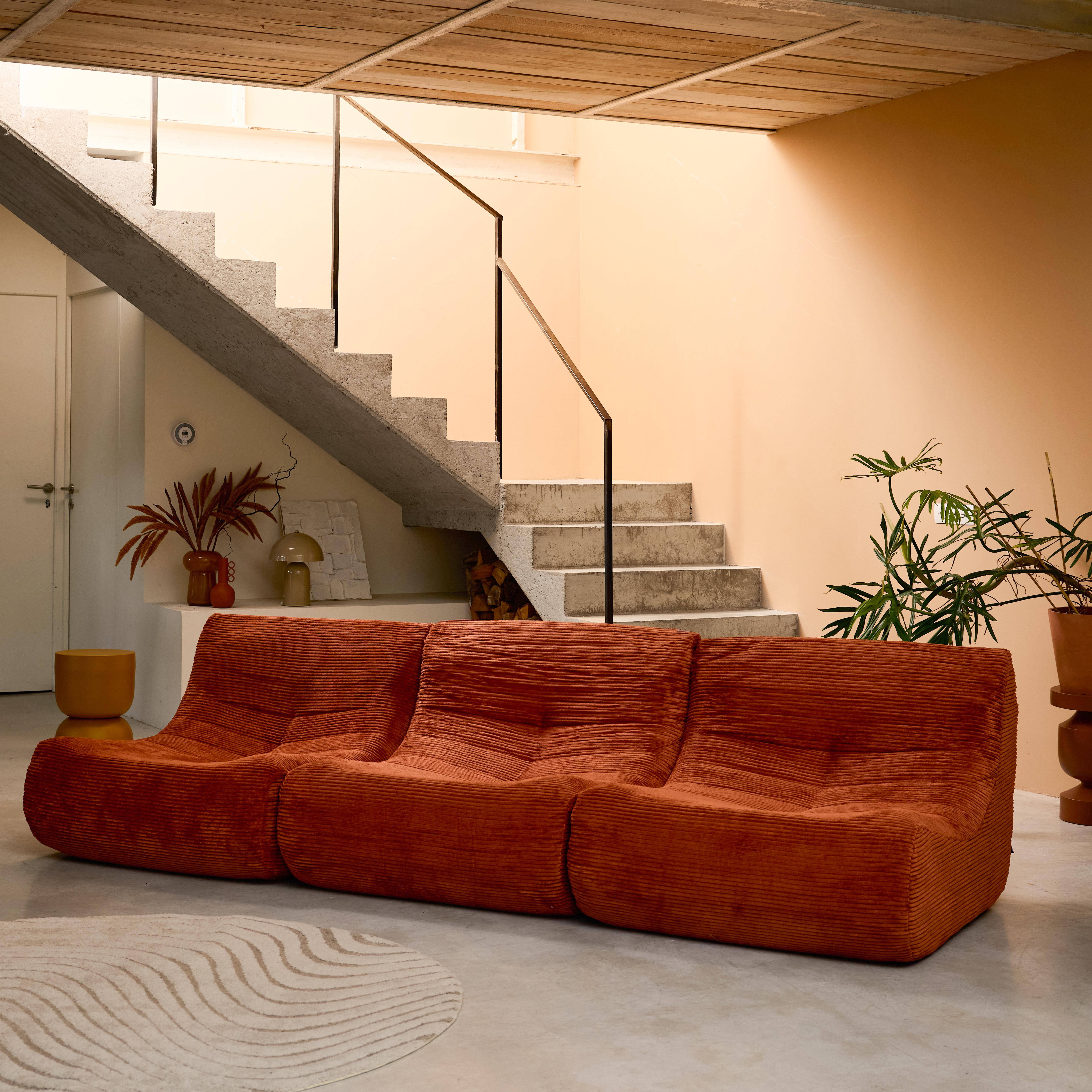 Divano modulare velluto, 3 posti, Sokol velluto, Terracotta, 91x105x72 cm Photo2