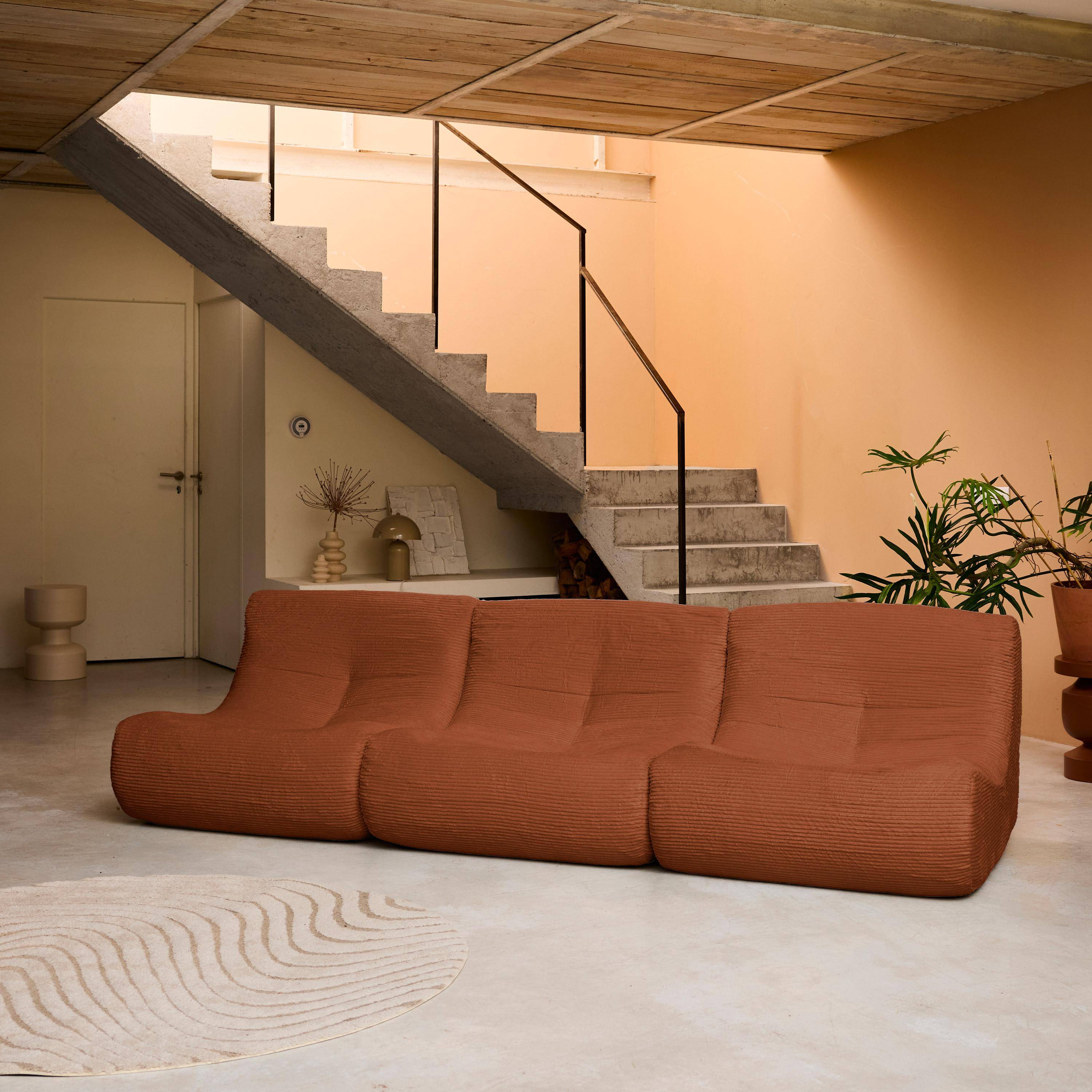 Sofá modular de pana, 3 plazas, Sokol pana, Terracotta, 91x105x72 cm Photo2