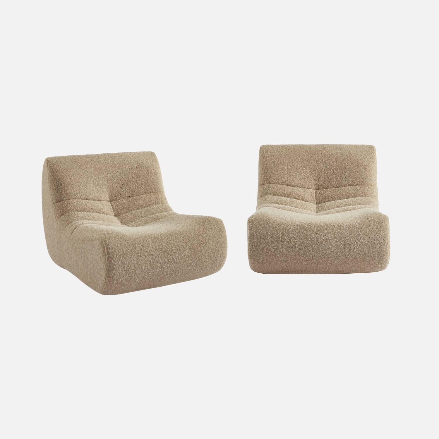 Chauffeuse tissu effet alpaca 2 places beige
