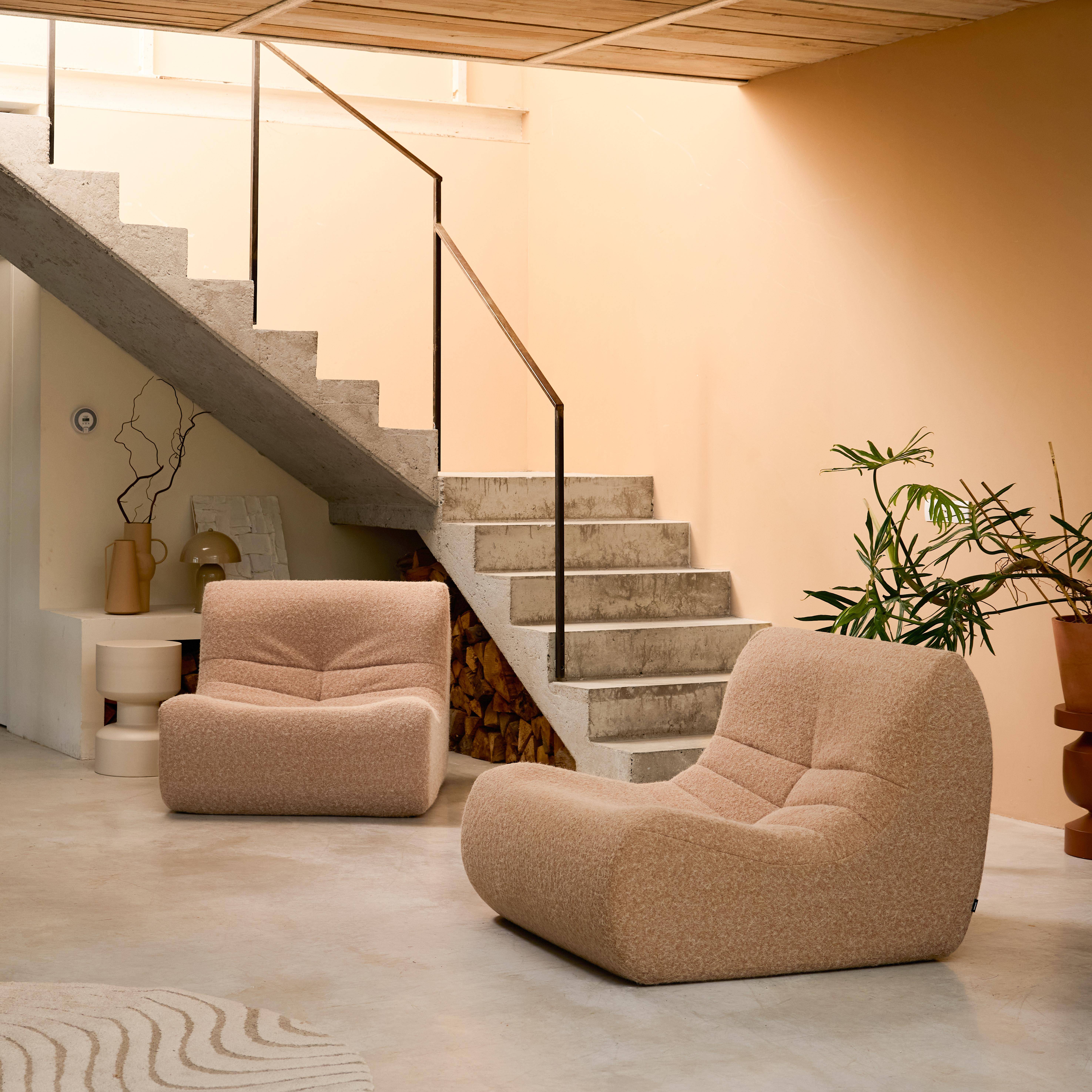 Chauffeuse tissu effet alpaca 2 places, beige, style contemporain, L 91 x P 105 x H 72cm,sweeek,Photo1