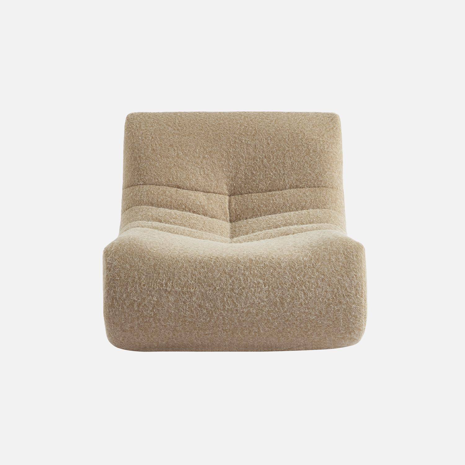 Sillón de tela efecto alpaca 2 plazas, Sokol, Beige, 105x91x72 cm Photo3