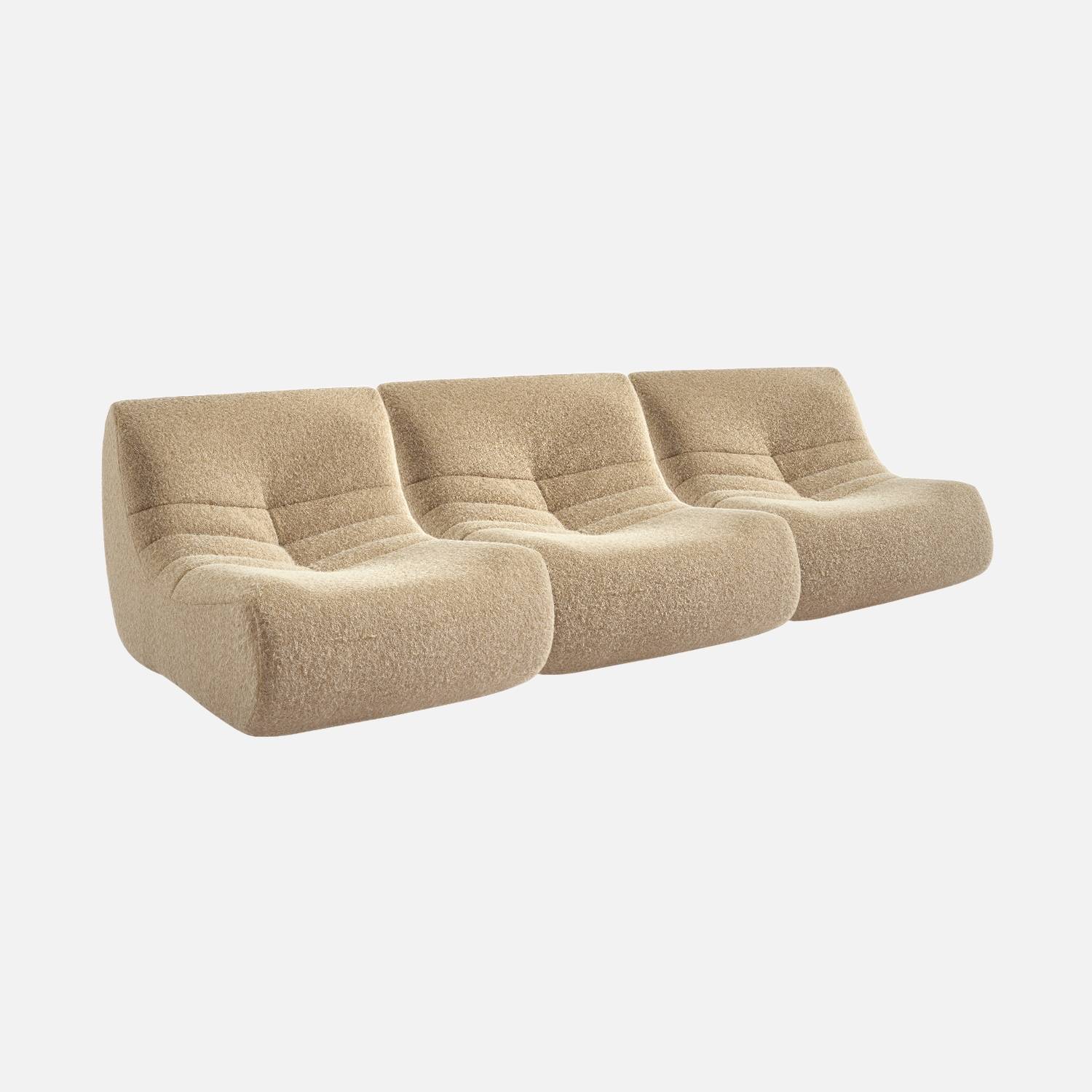 Chauffeuse tissu effet alpaca 3 places beige