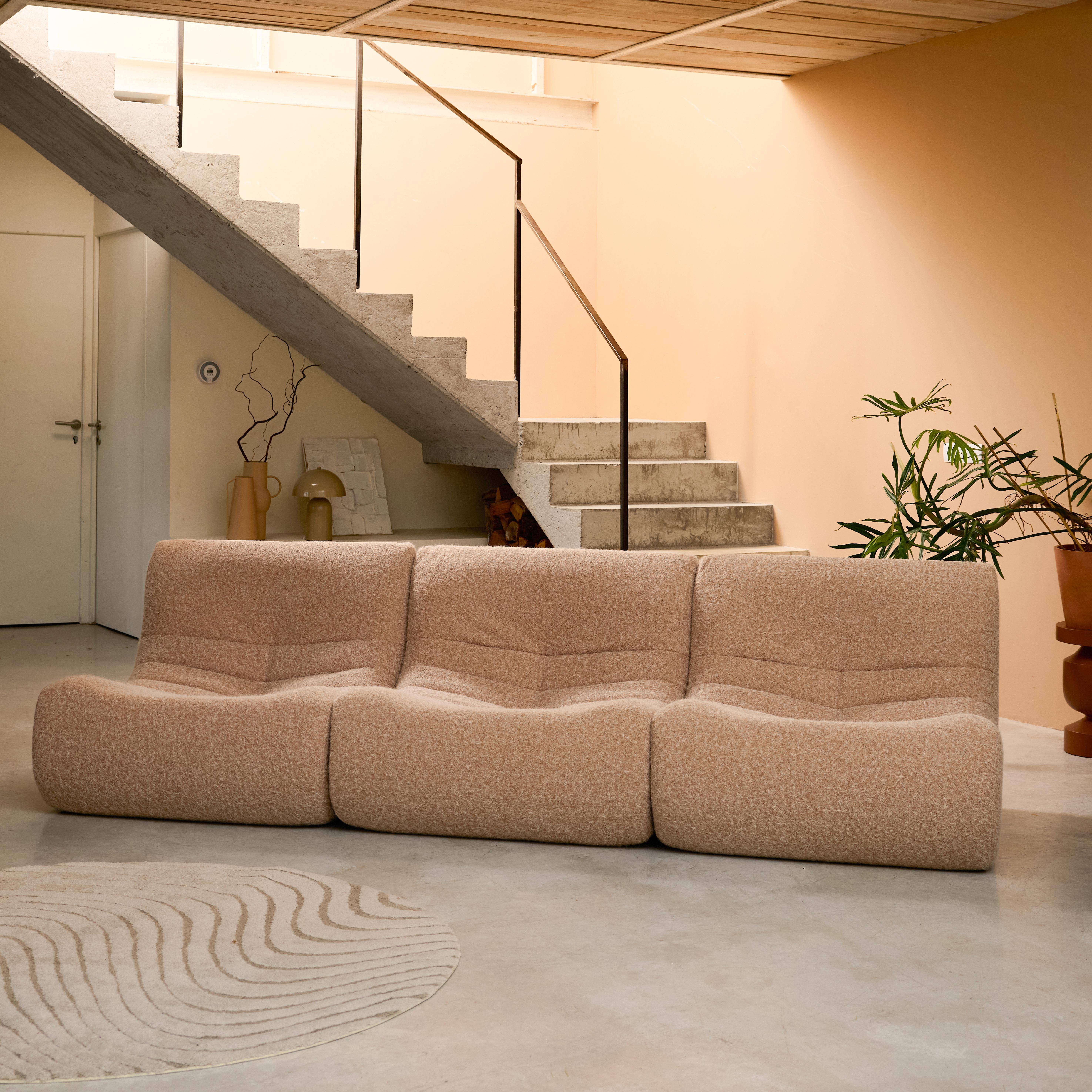 Sofá modular em tecido efeito alpaca de 3 lugares, Sokol alpaca, Beige, 105x91x72 cm Photo2