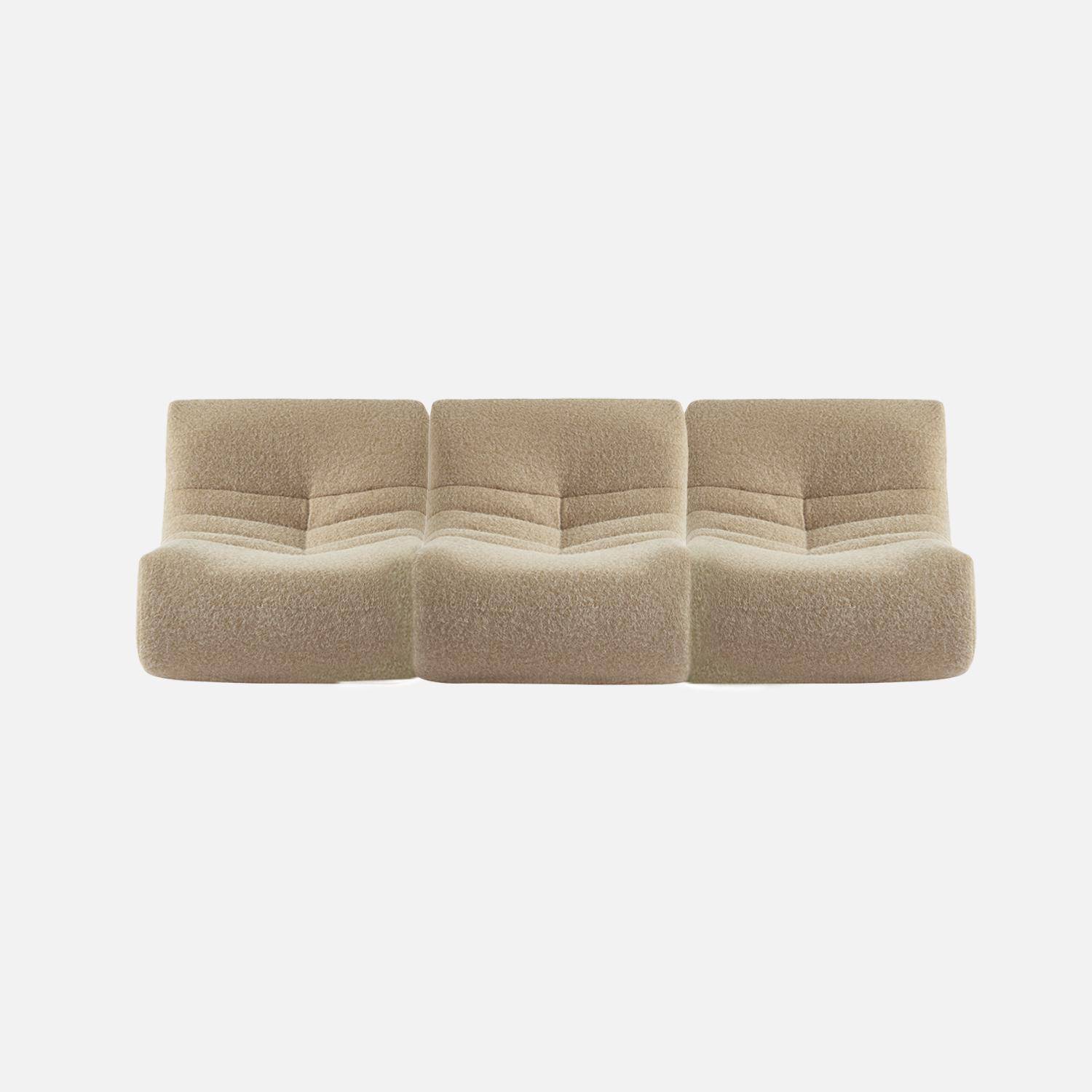 Chauffeuse tissu effet alpaca 3 places, beige, style contemporain, L 91 x P 105 x H 72cm Photo3