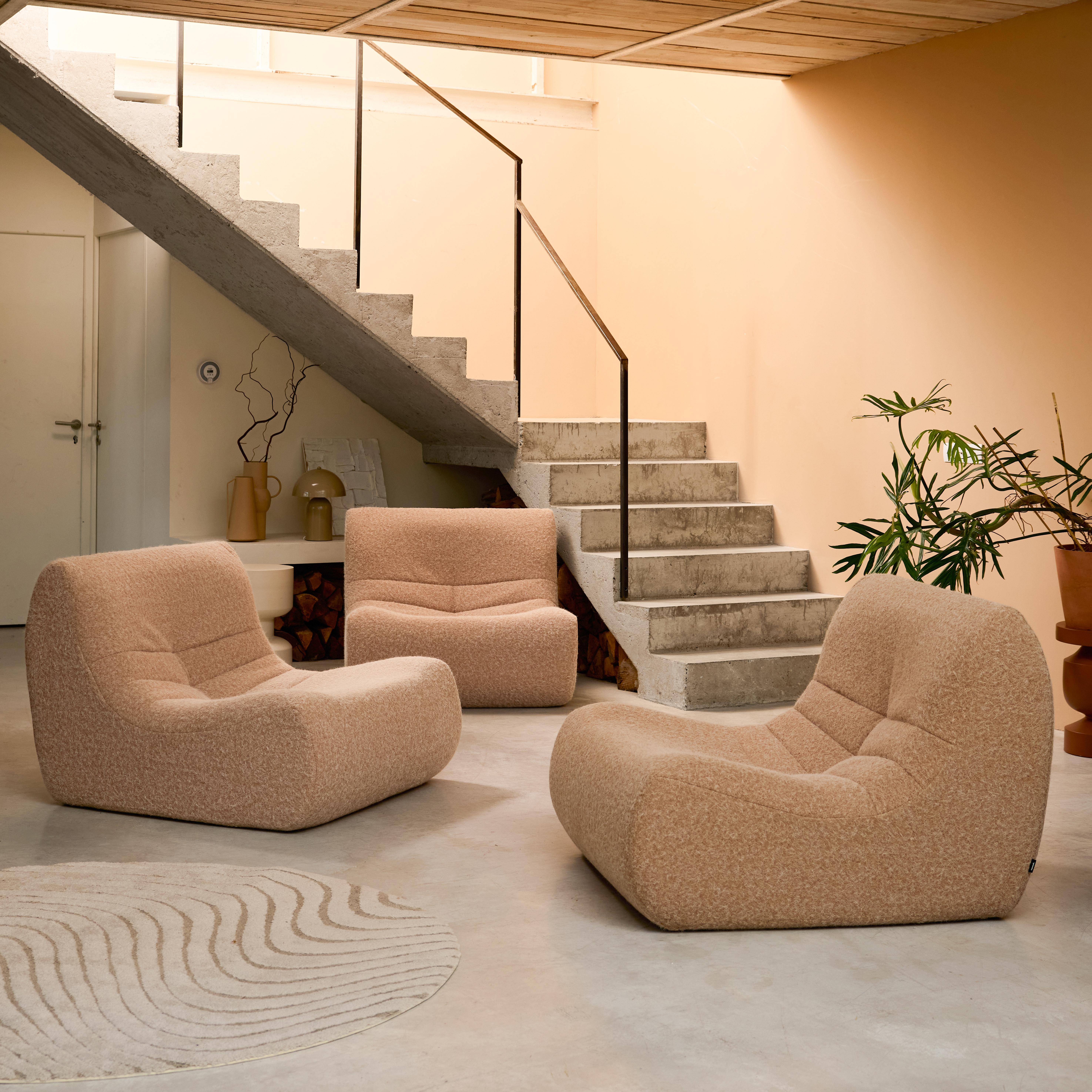 Sofá modular em tecido efeito alpaca de 3 lugares, Sokol alpaca, Beige, 105x91x72 cm Photo1