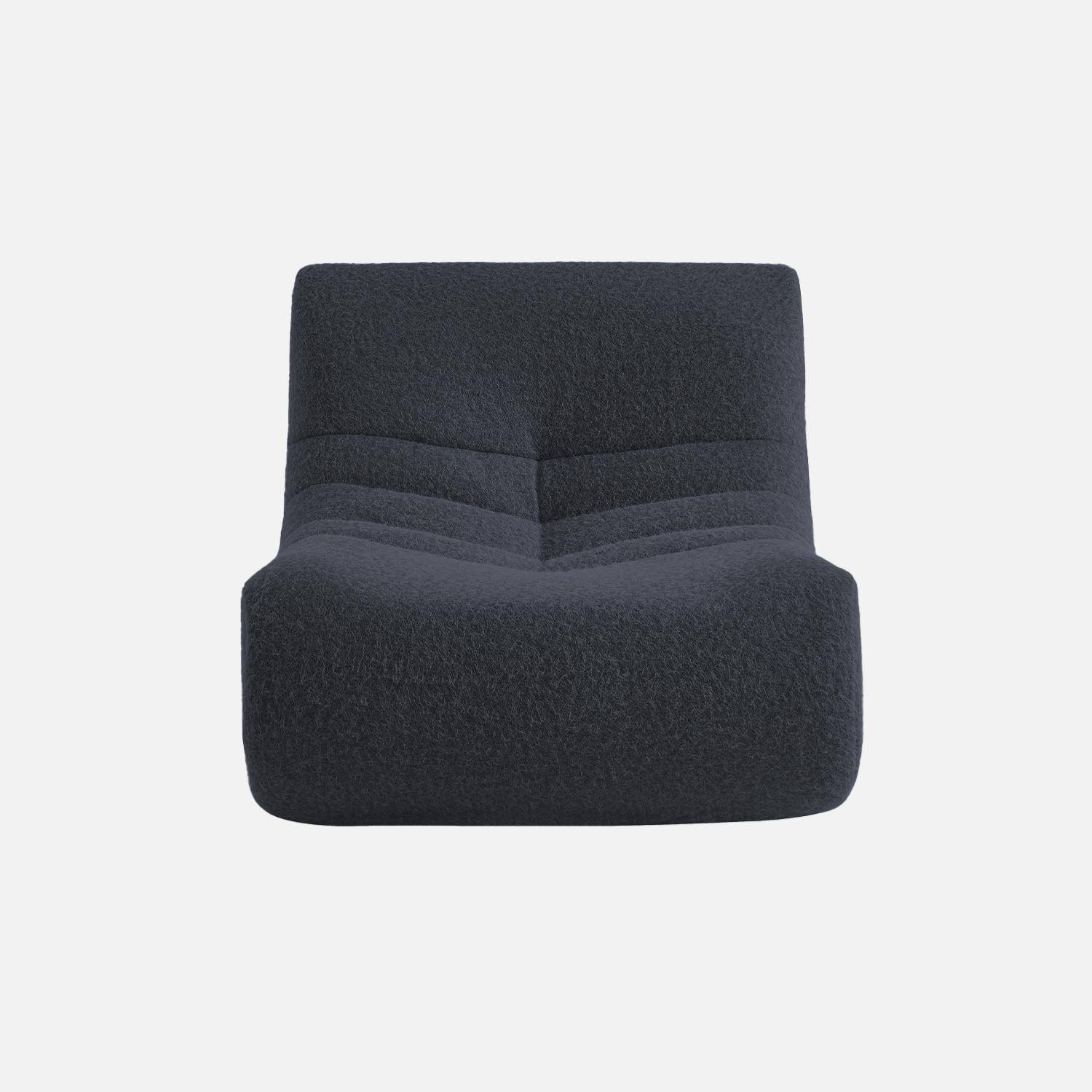 Sillón de tela efecto alpaca 2 plazas, Sokol, Noche azul, 105x91x72 cm Photo3