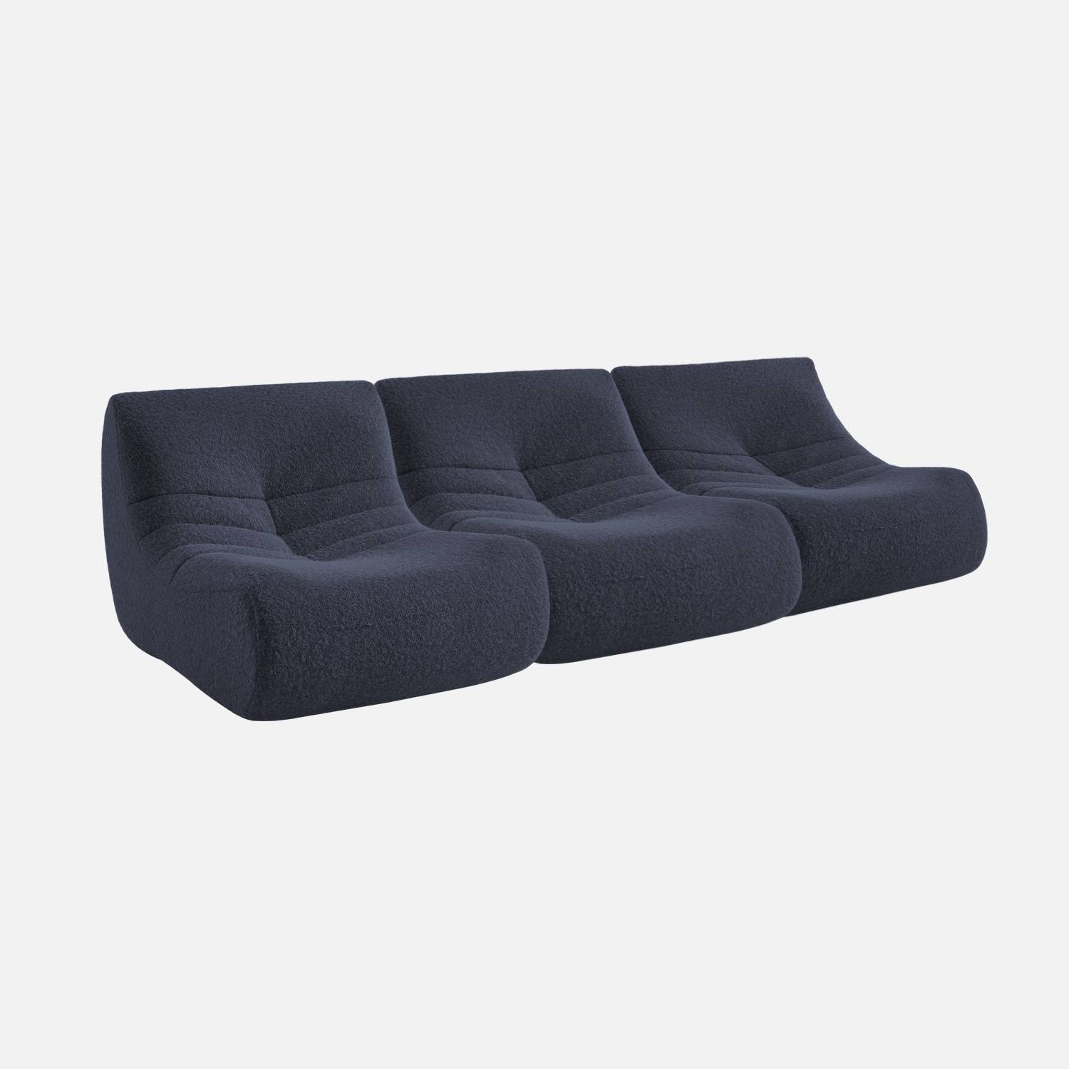 Chauffeuse tissu effet alpaca 3 places bleu nuit