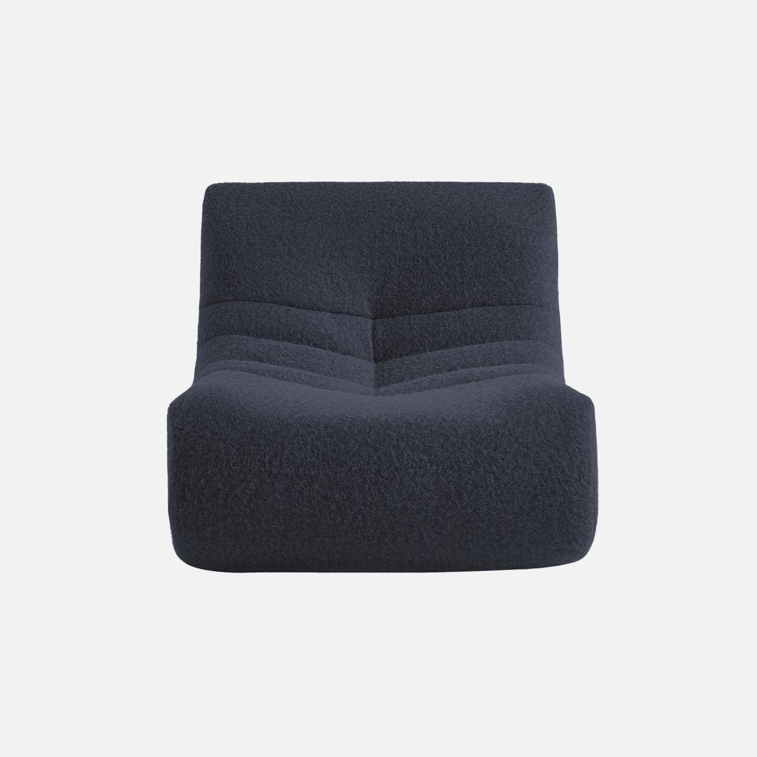 Chauffeuse tissu effet alpaca 3 places, bleu nuit, style contemporain, L 91 x P 105 x H 72cm Photo5