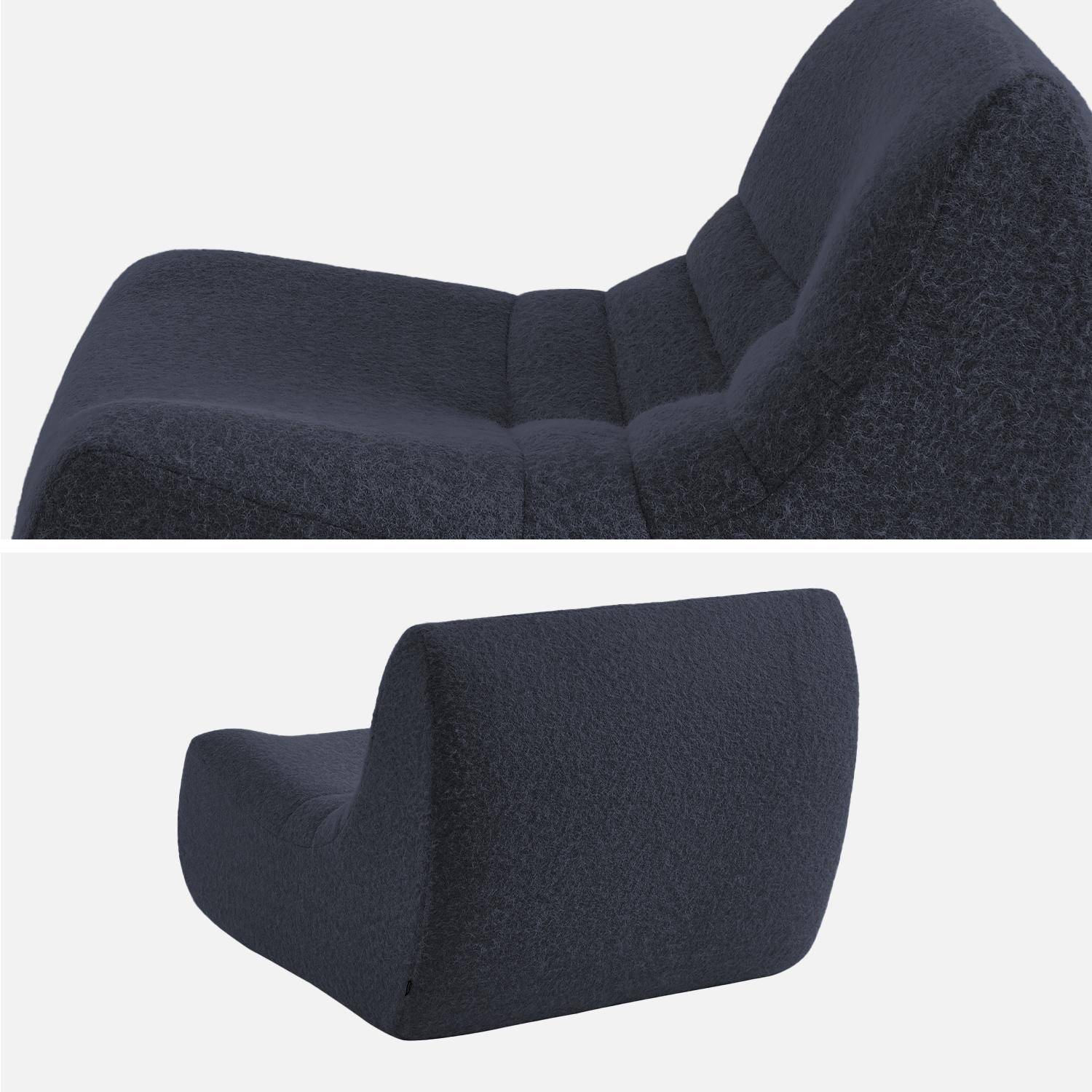 Chauffeuse tissu effet alpaca 3 places, bleu nuit, style contemporain, L 91 x P 105 x H 72cm Photo6