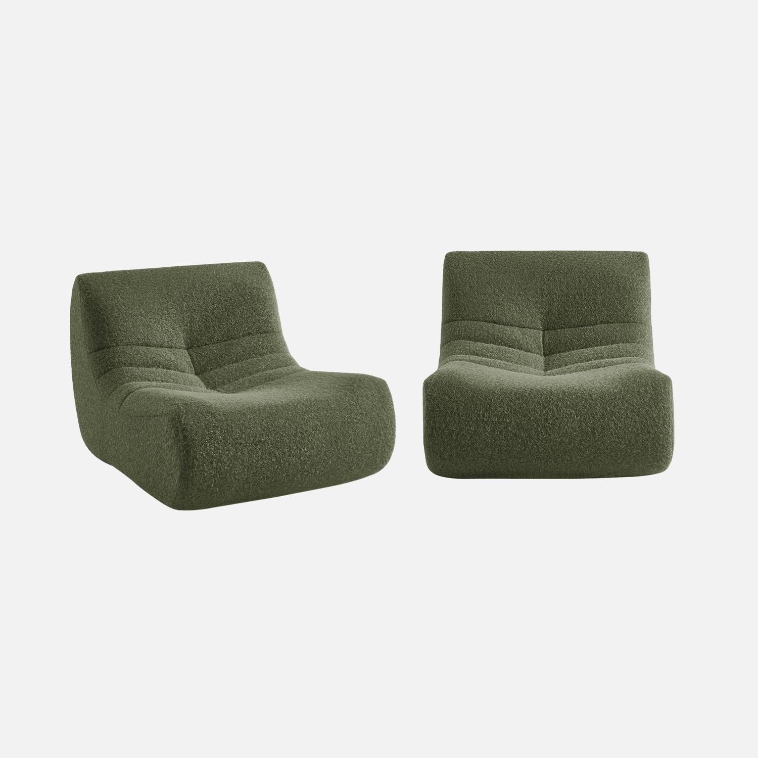 Chauffeuse tissu effet alpaca 2 places kaki