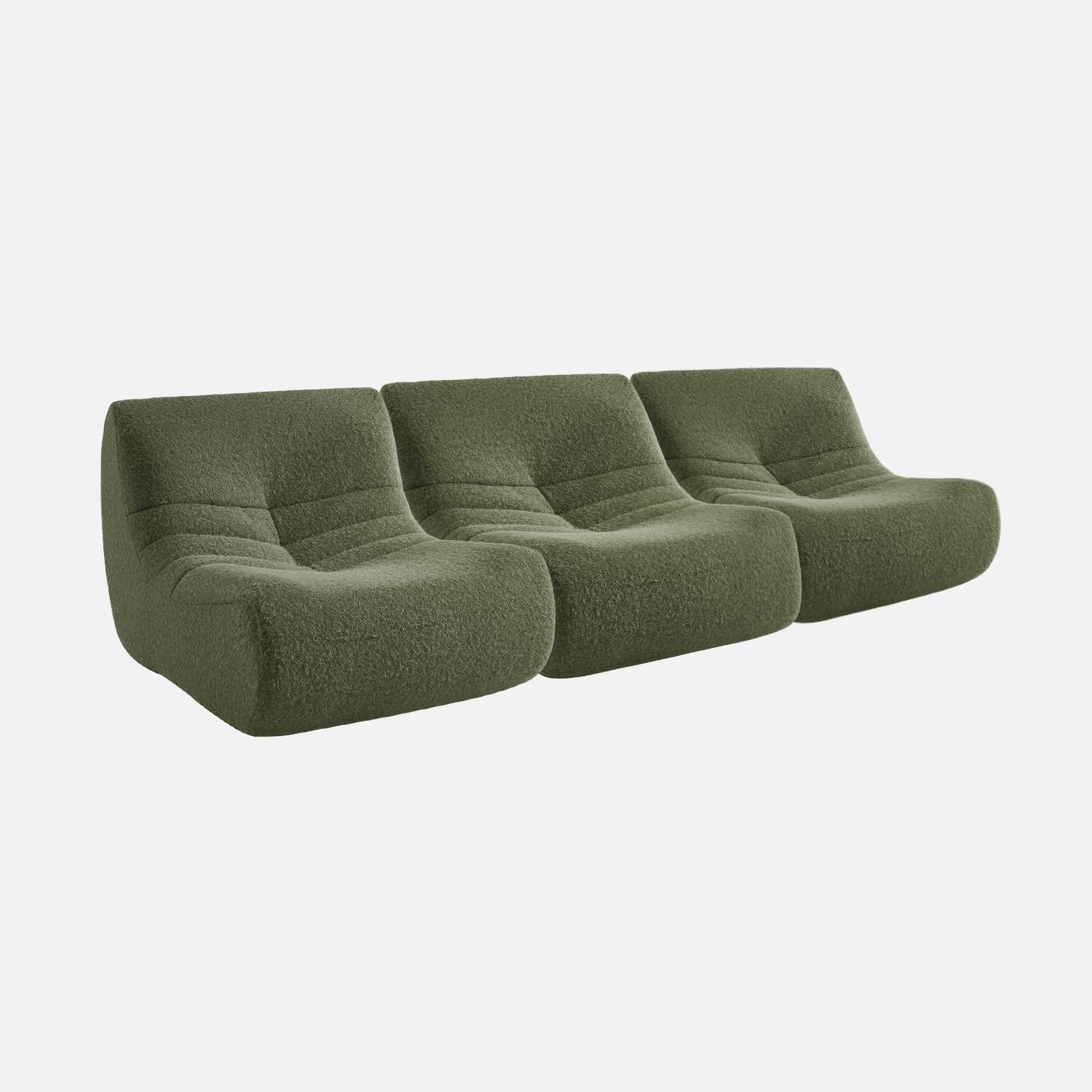 Chauffeuse tissu effet alpaca 3 places kaki