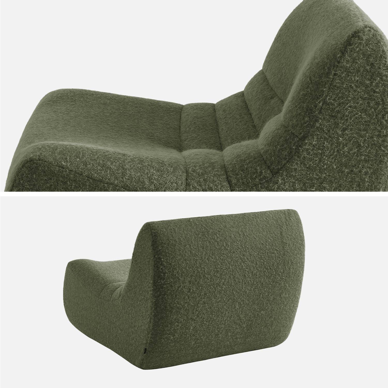 Poltrona de tecido efeito alpaca, 3 lugares, Sokol, Verde caqui, 105x91x72 cm Photo6
