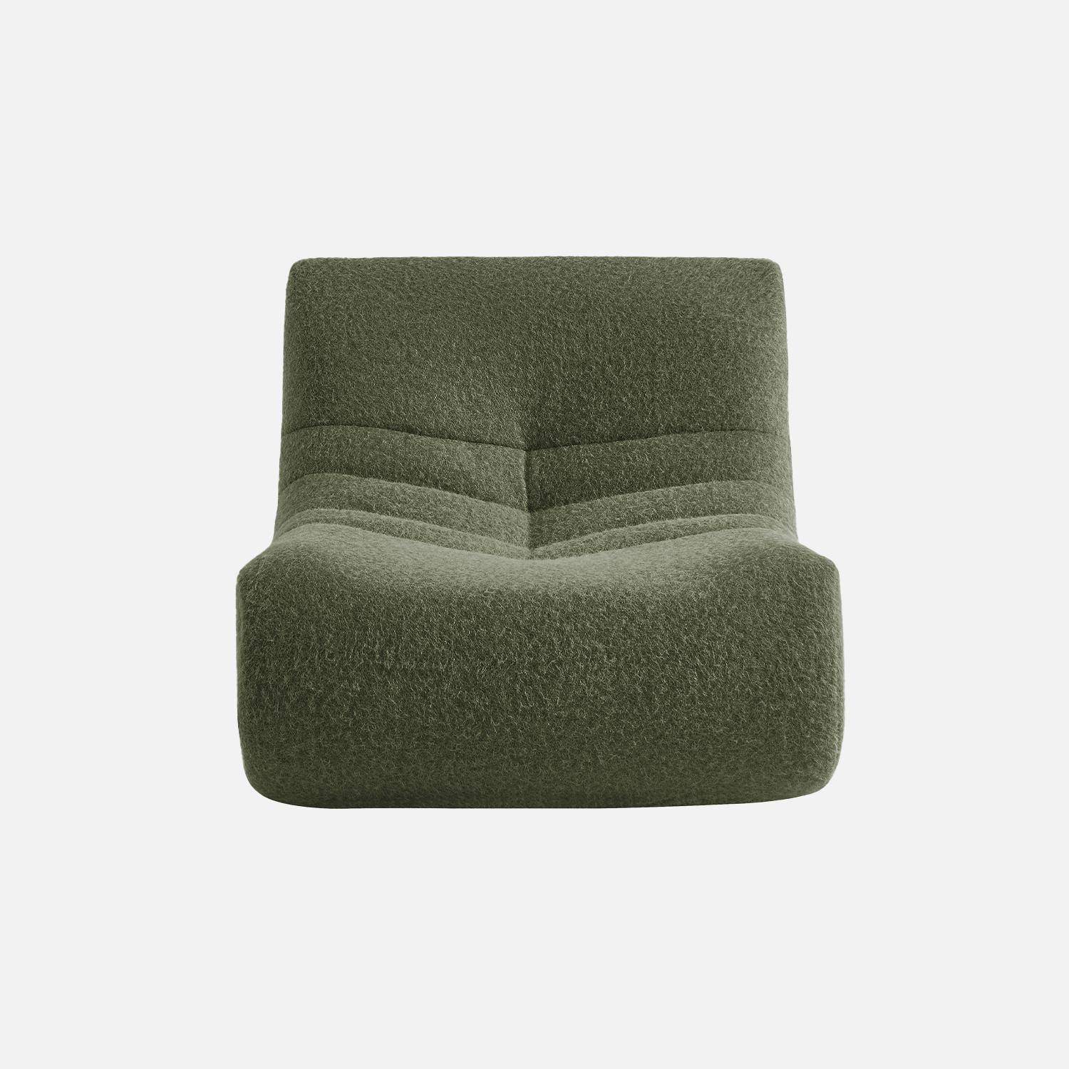 Poltrona de tecido efeito alpaca, 3 lugares, Sokol, Verde caqui, 105x91x72 cm Photo5