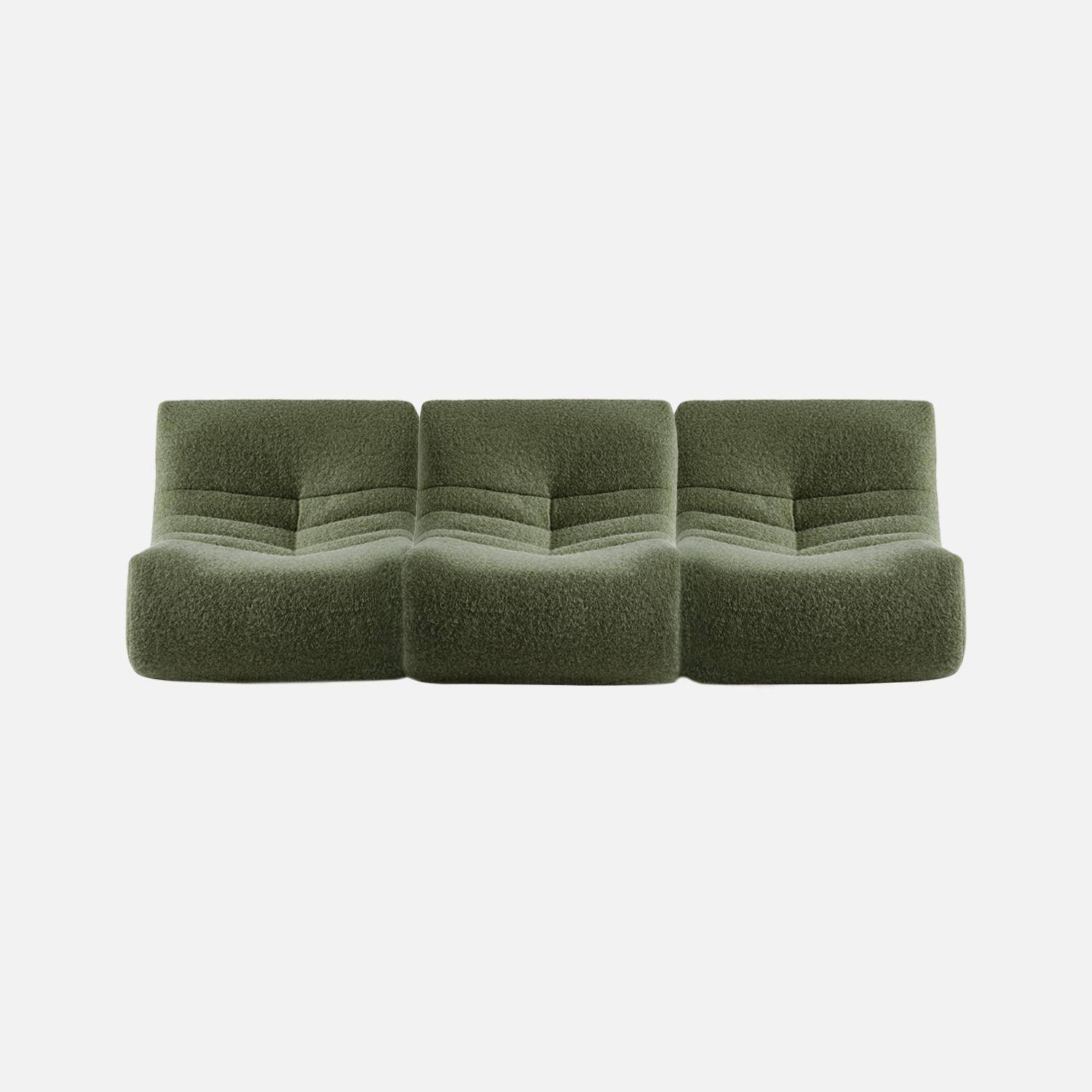 Poltrona de tecido efeito alpaca, 3 lugares, Sokol, Verde caqui, 105x91x72 cm Photo2