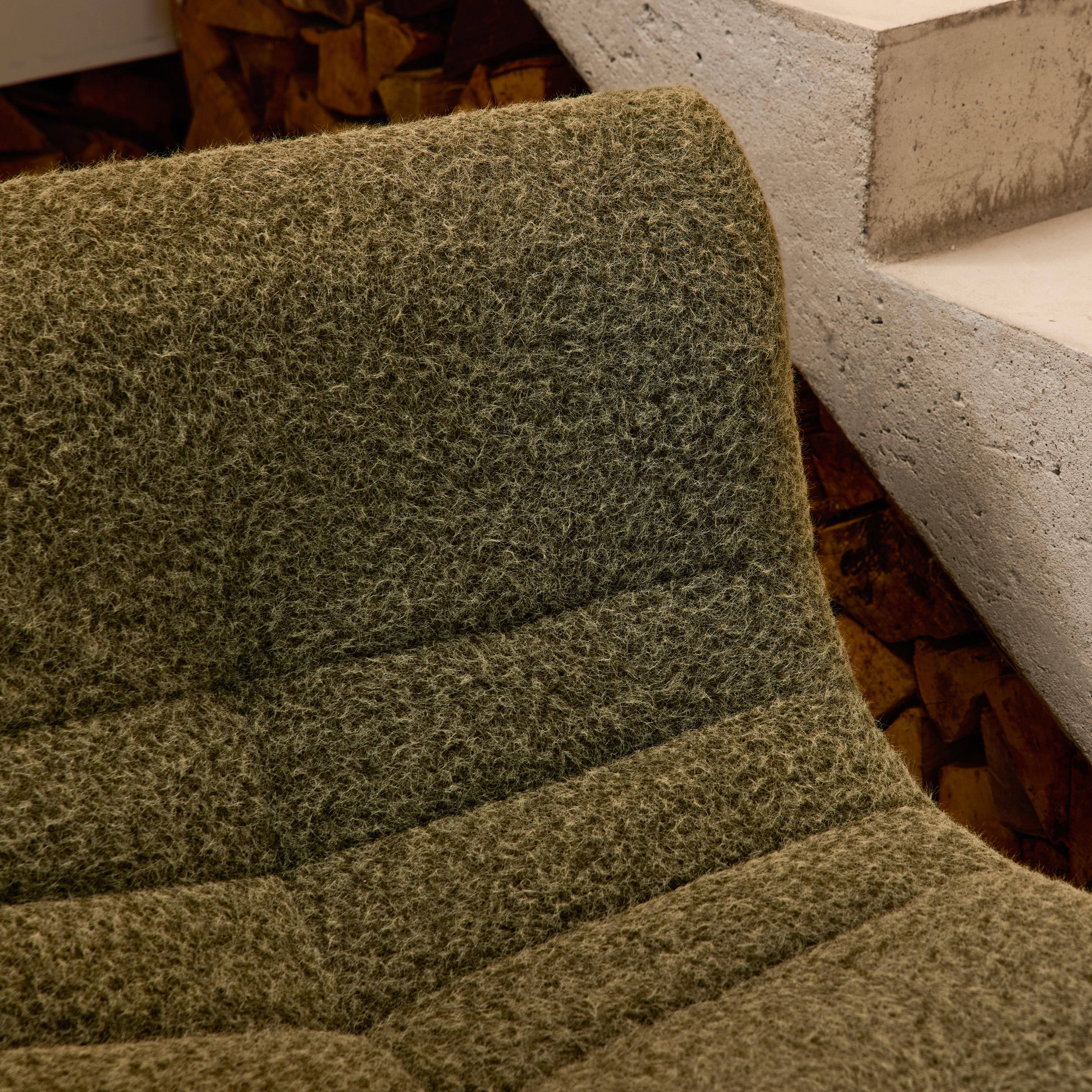 Sofá modular em tecido efeito alpaca de 3 lugares, Sokol alpaca, Verde caqui, 105x91x72 cm,sweeek,Photo3