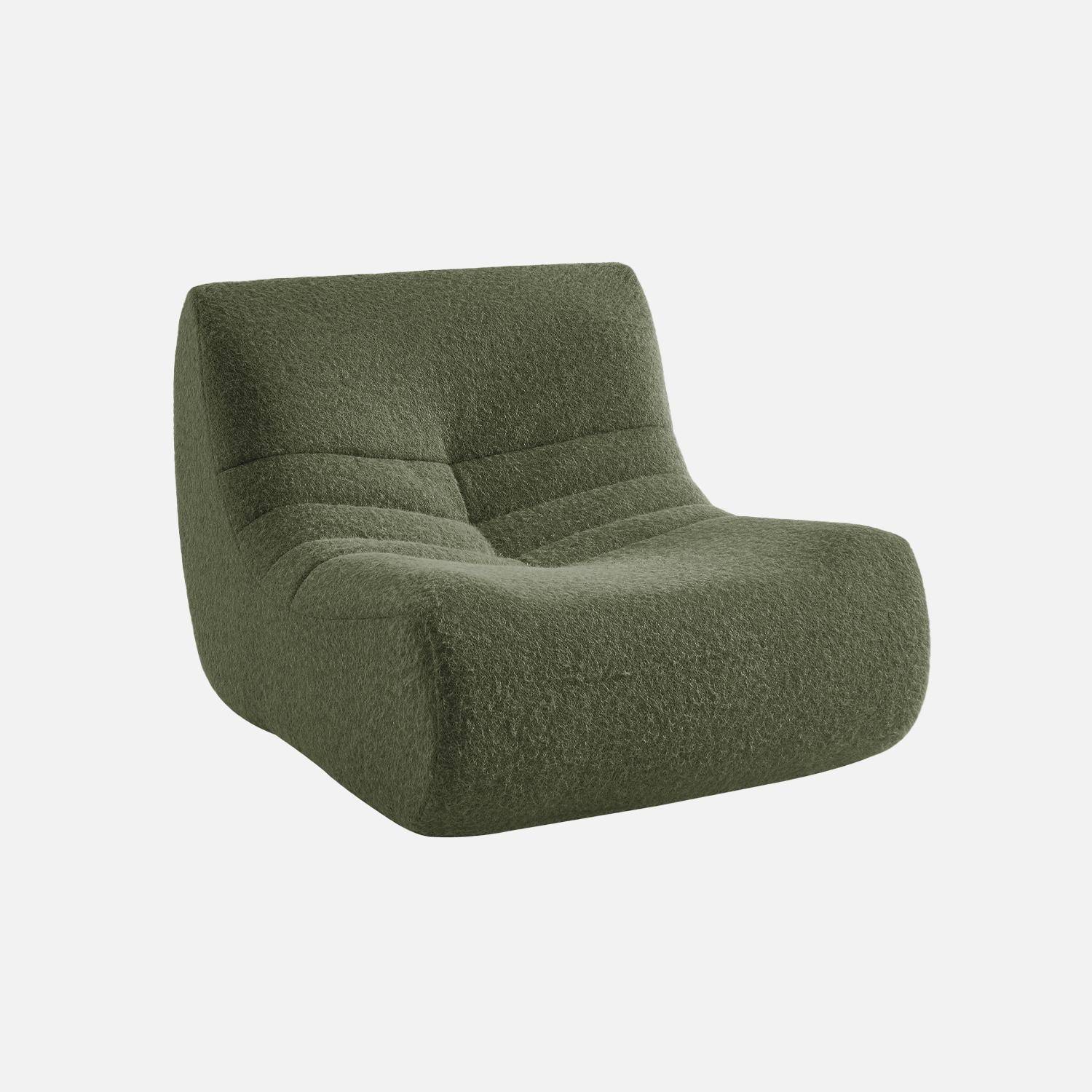 Poltrona de tecido efeito alpaca, 3 lugares, Sokol, Verde caqui, 105x91x72 cm Photo4
