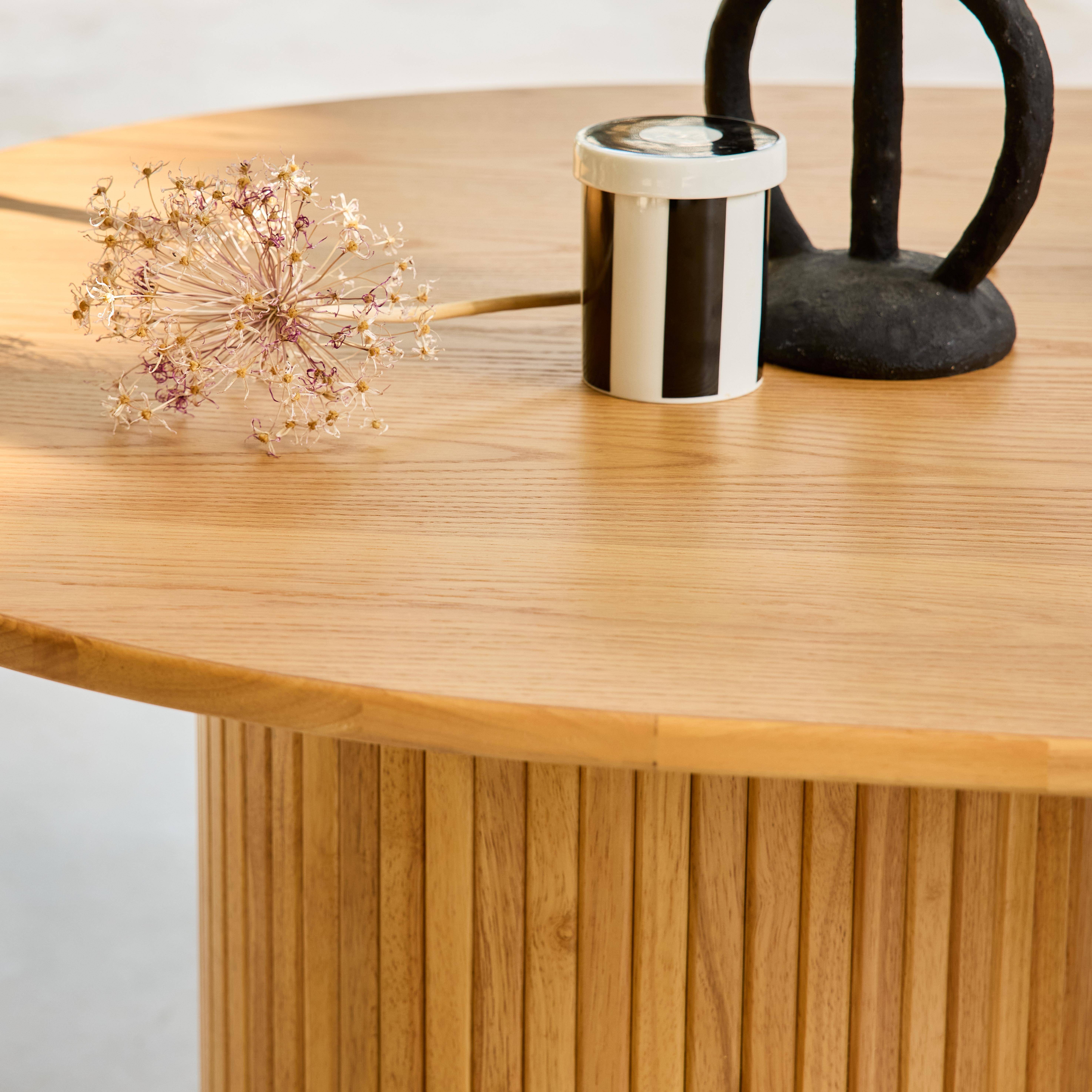 Ovale eetkamertafel rubberhout en eikenfineer 8 plaatsen naturel L 220 x B 100 x H 73 cm - Estelle,sweeek,Photo3