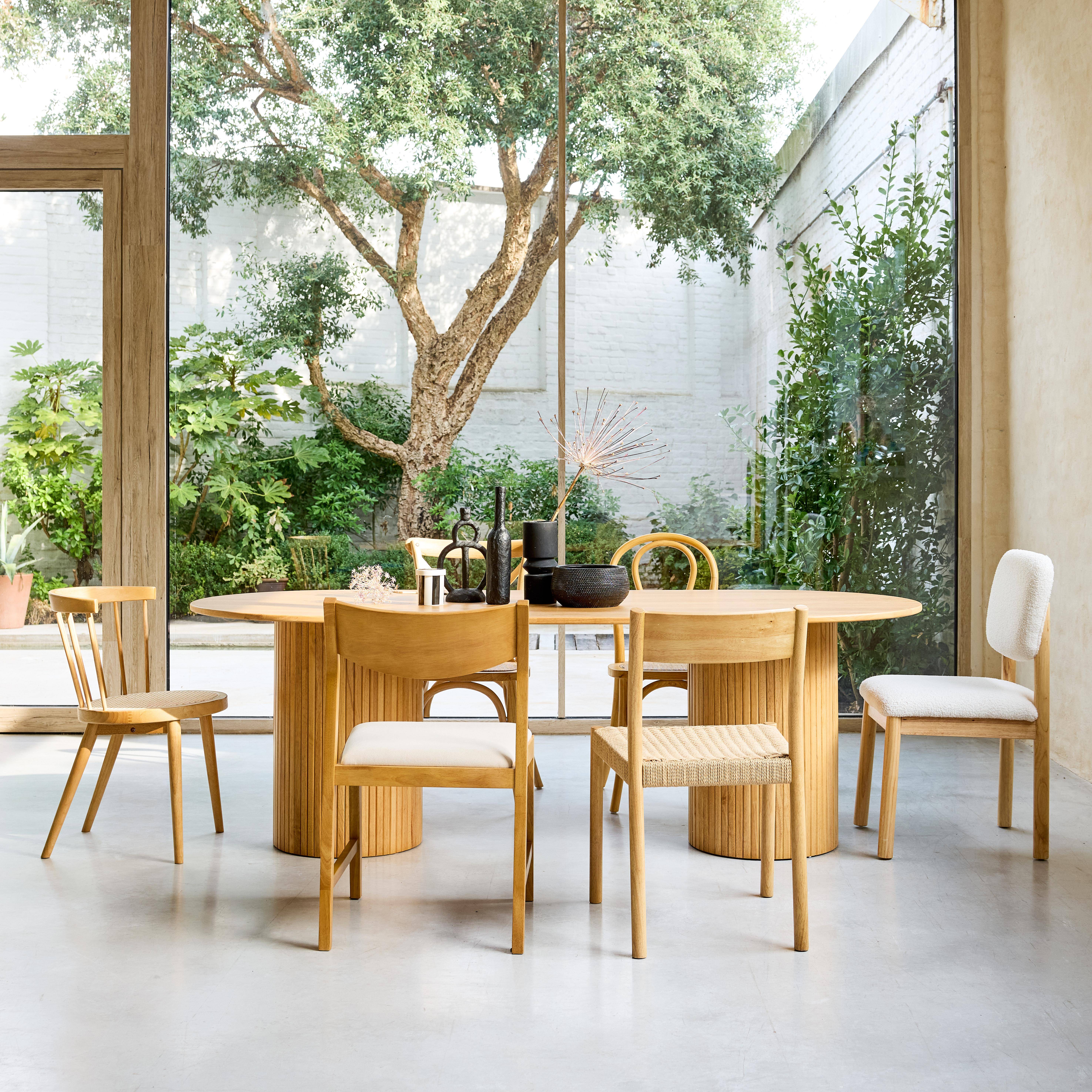 Ovale eetkamertafel rubberhout en eikenfineer 8 plaatsen naturel L 220 x B 100 x H 73 cm - Estelle Photo4
