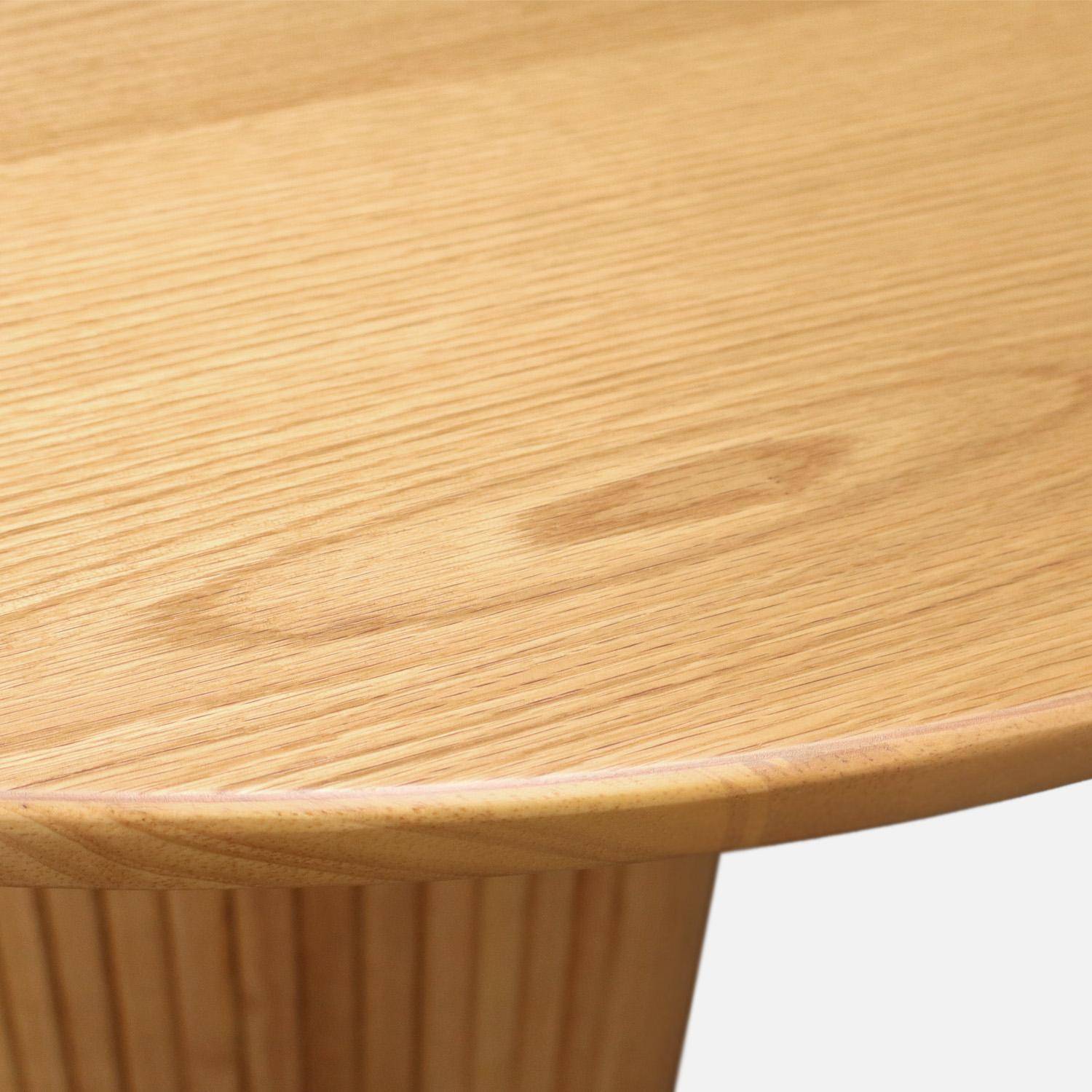 Mesa de comedor de madera de hévea y chapado de roble, 8 plazas, Estelle, Natural, 220x100x73 cm Photo4